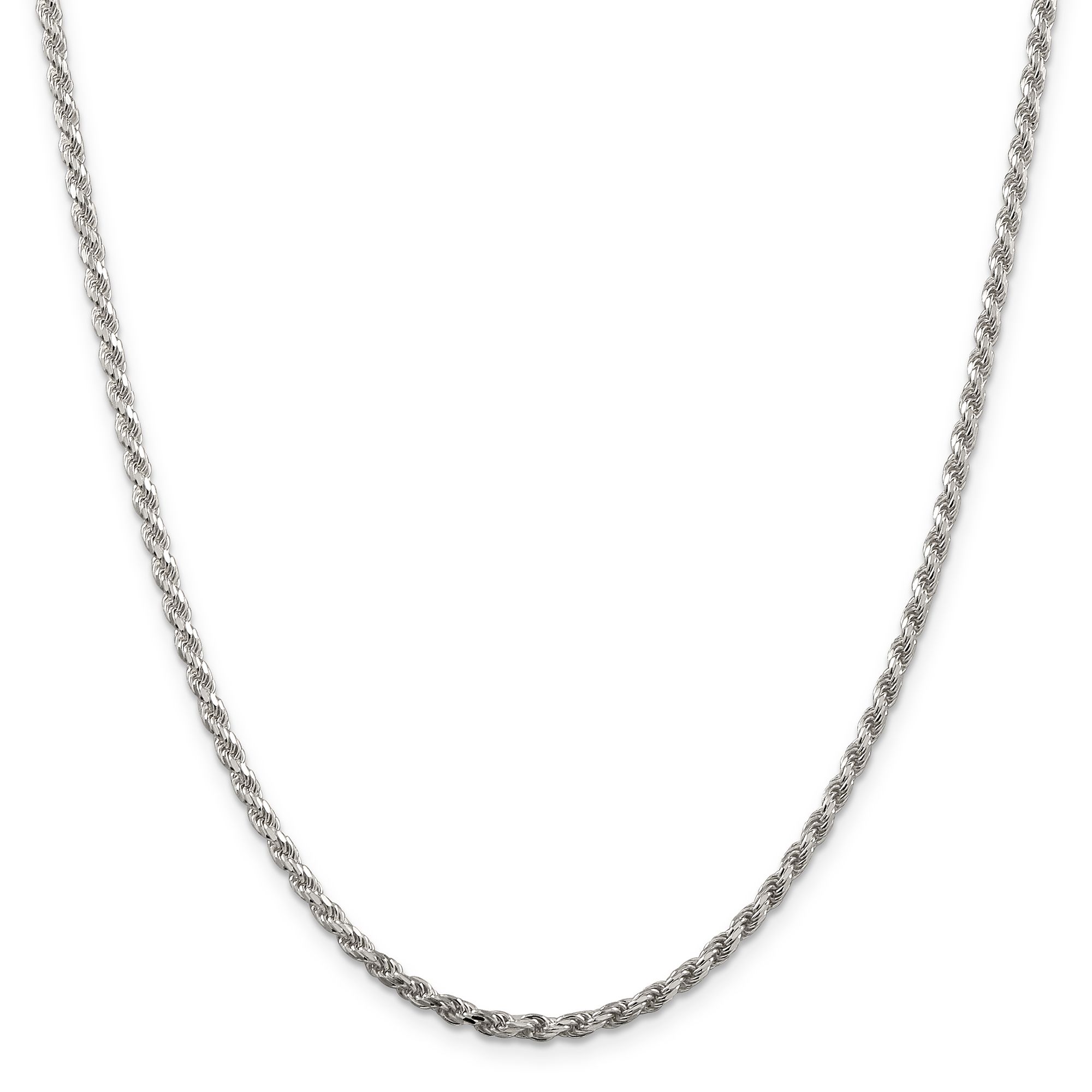 Sterling Silver Solid Diamond-Cut Rope Chain Necklace | 2.75mm | 