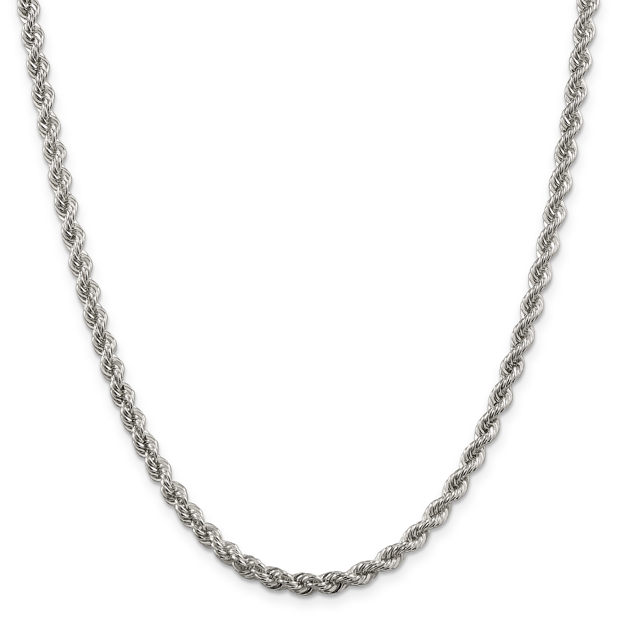 Sterling Silver Solid Rope Chain Necklace | 4.3mm | 24 Inches