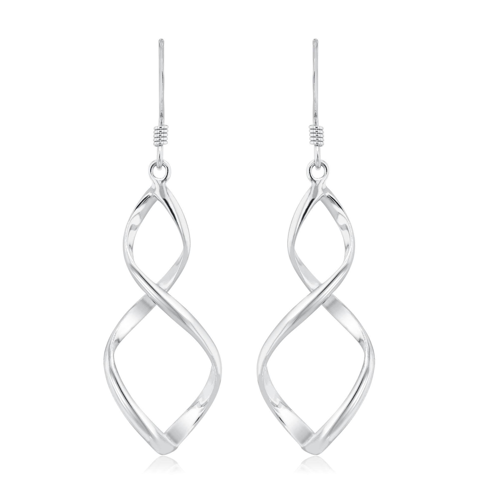 Sterling Silver Swirl Drop Earrings