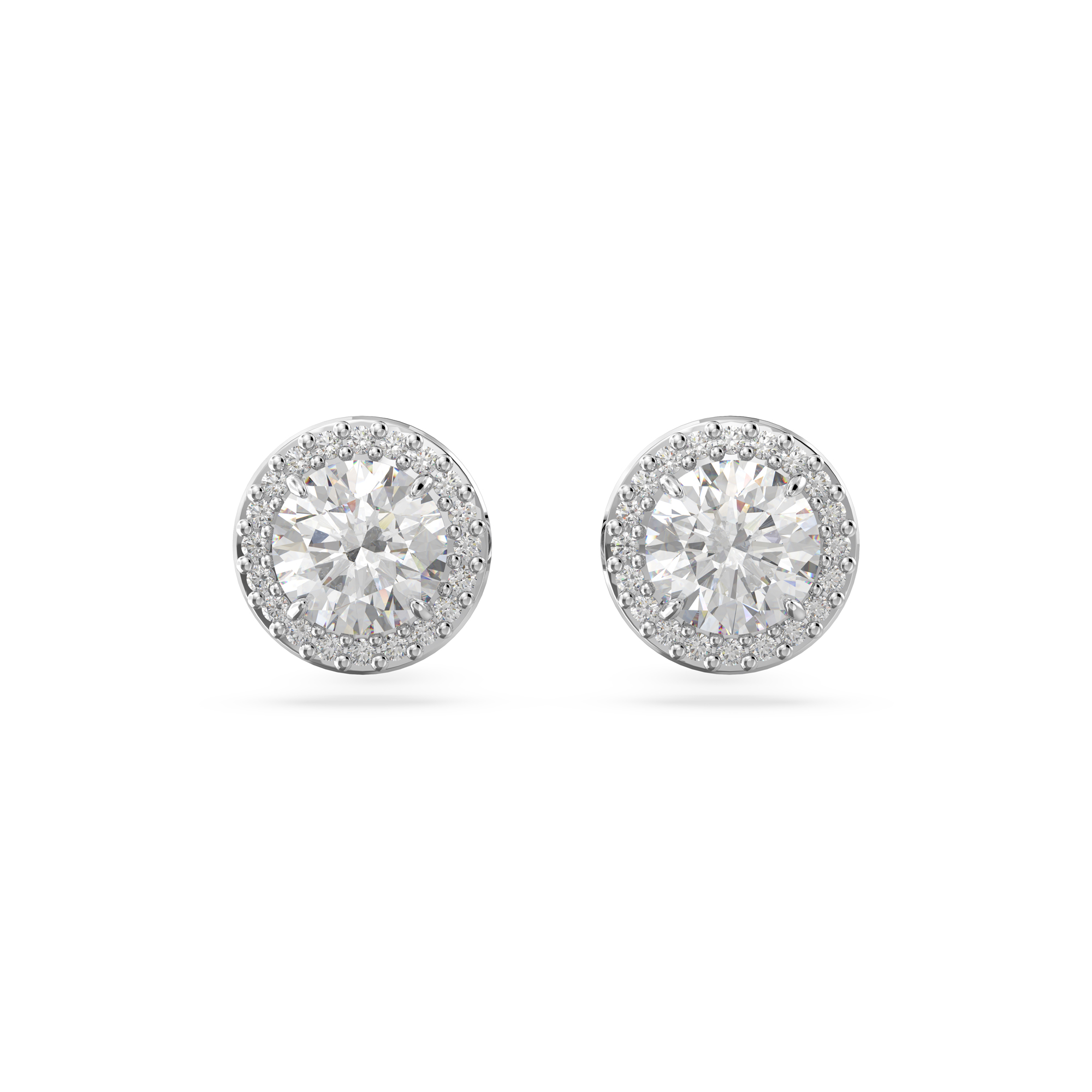 Swarovski Crystal and Zirconia Constella Rhodium-Plated Halo Stud Earrings, Large