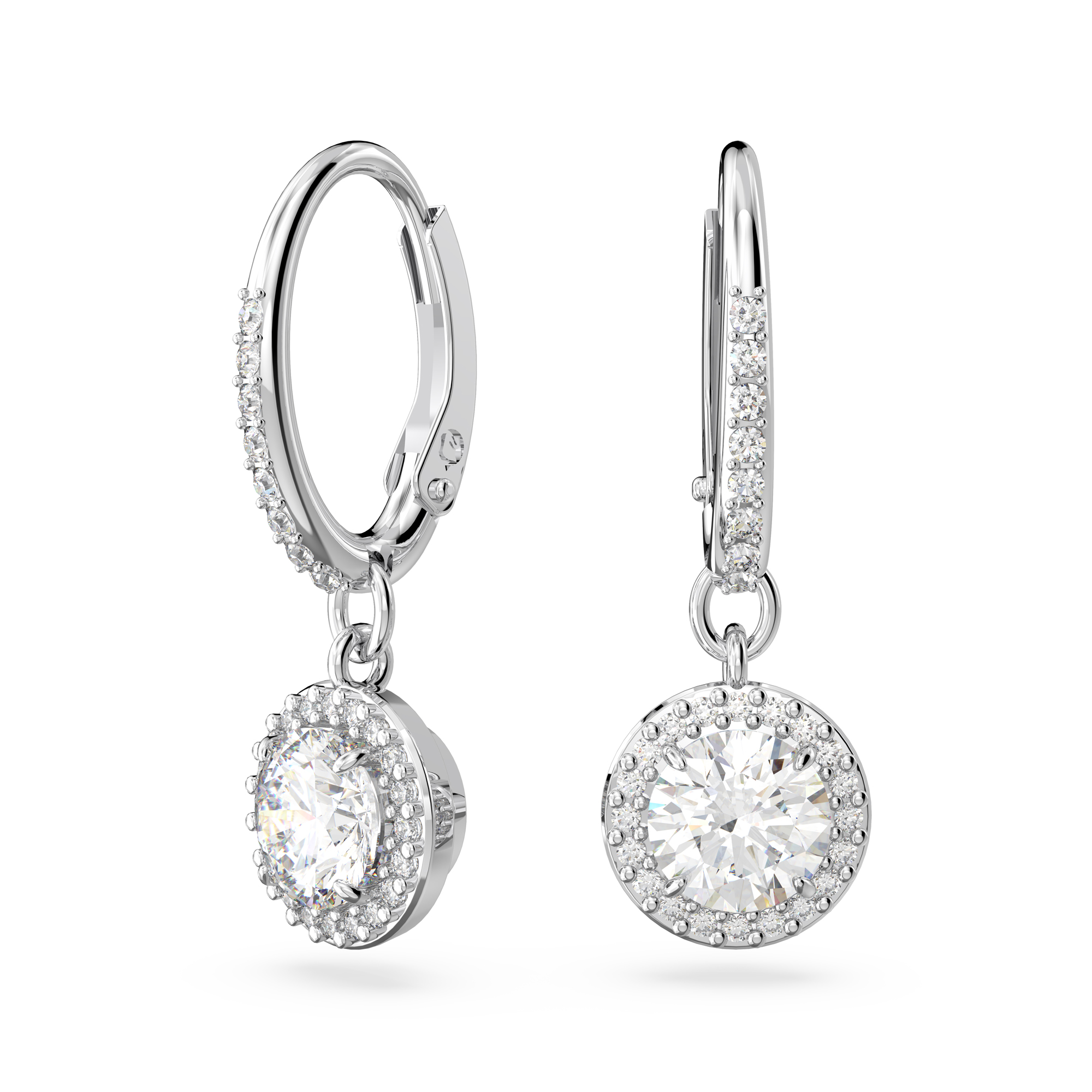 Swarovski Jewelry Swarovski Crystal and Zirconia Crystal Constella Rhodium-Plated Halo Hoop Drop Earrings 159$