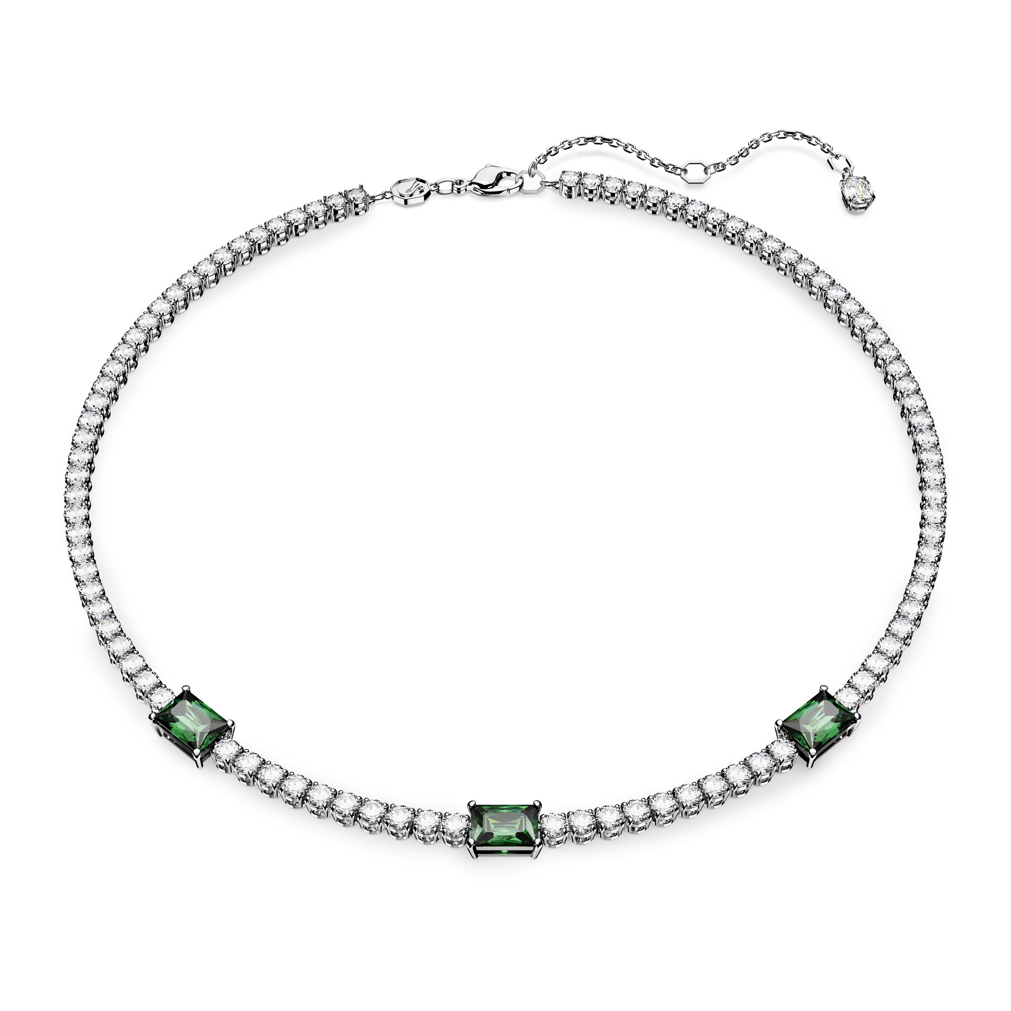 Swarovski Jewelry Swarovski Crystal and Zirconia Matrix Rhodium-Plated Green Tennis Necklace 420$