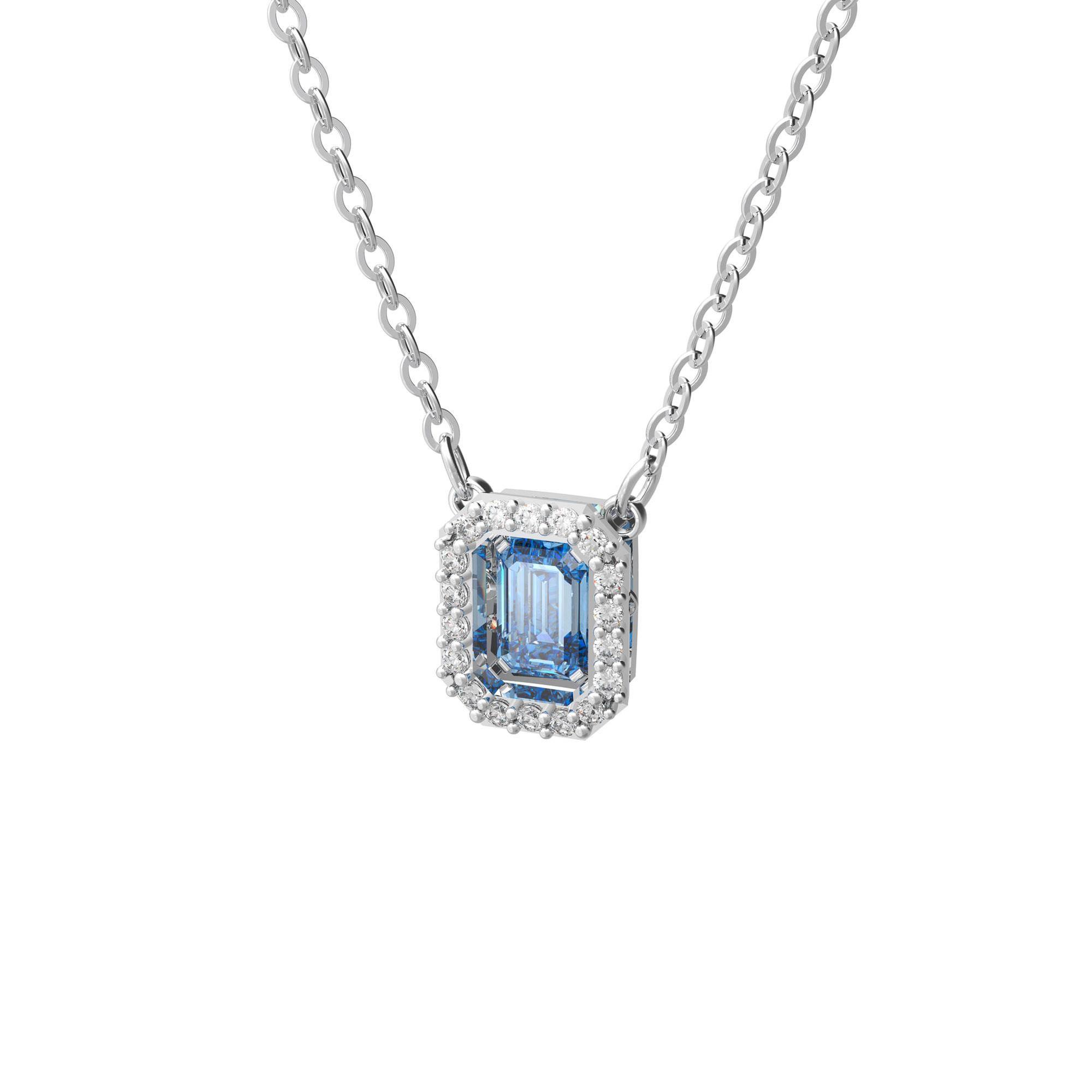 Swarovski Jewelry Swarovski Crystal and Zirconia Millenia Octagon-Cut Blue Dance Rhodium-Plated Pendant Necklace 159$
