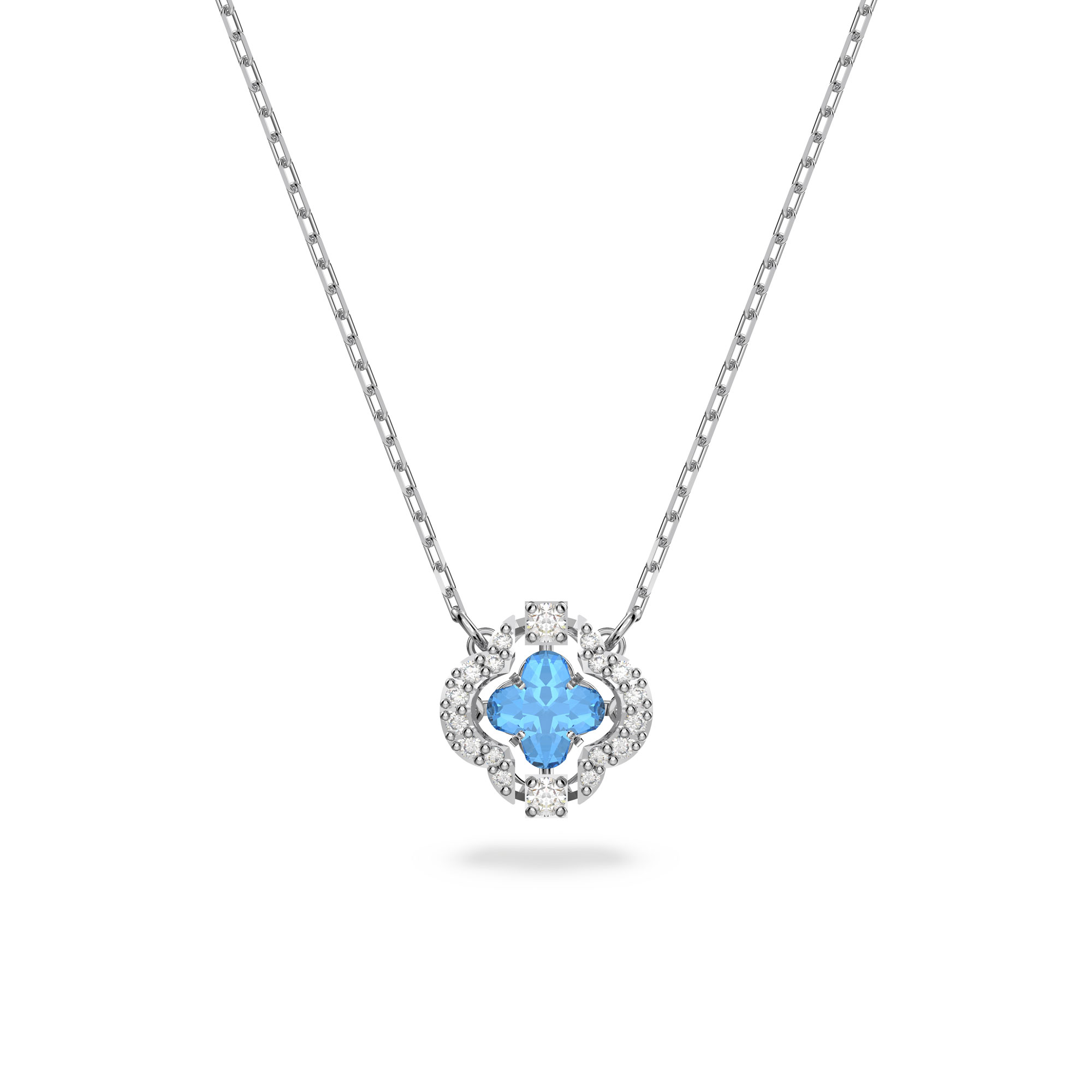 Swarovski Crystal and Zirconia Sparkling Dance Rhodium-Plated Blu