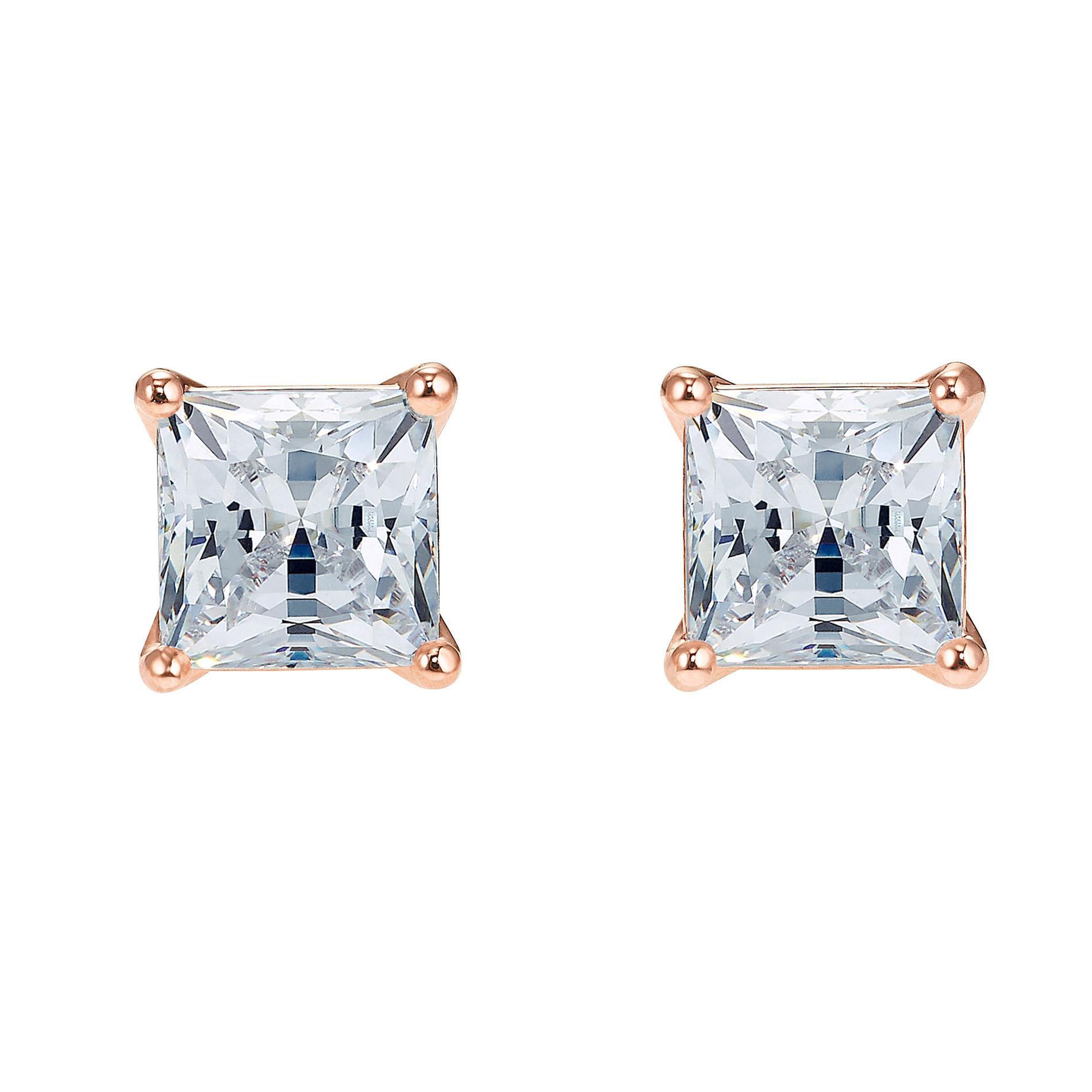 Swarovski Crystal Attract Clear Square Stud Earrings, Rose Gold-T