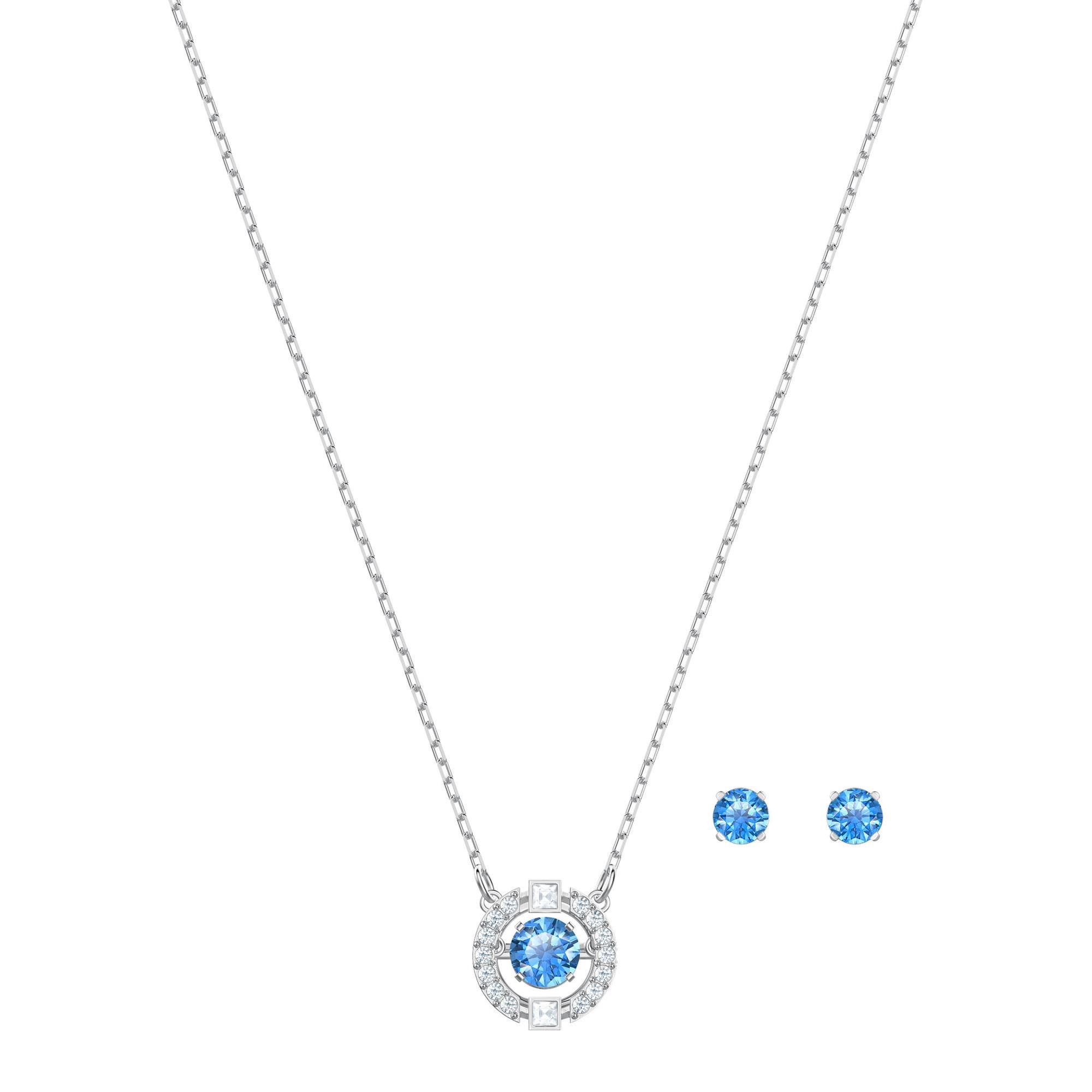 Swarovski Crystal Blue Sparkling Dance Necklace and Earrings Set,