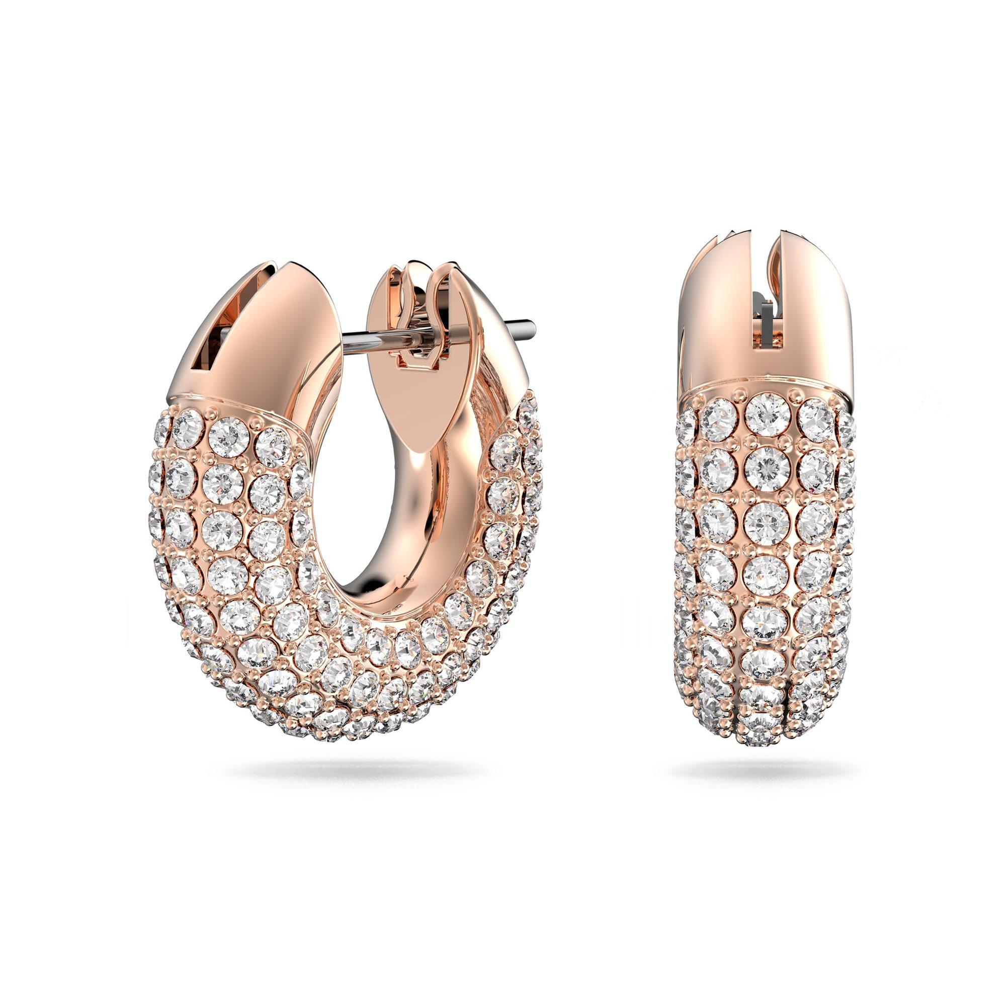 Swarovski Crystal Dextera Hoop Earrings | White Crystal | Rose Go