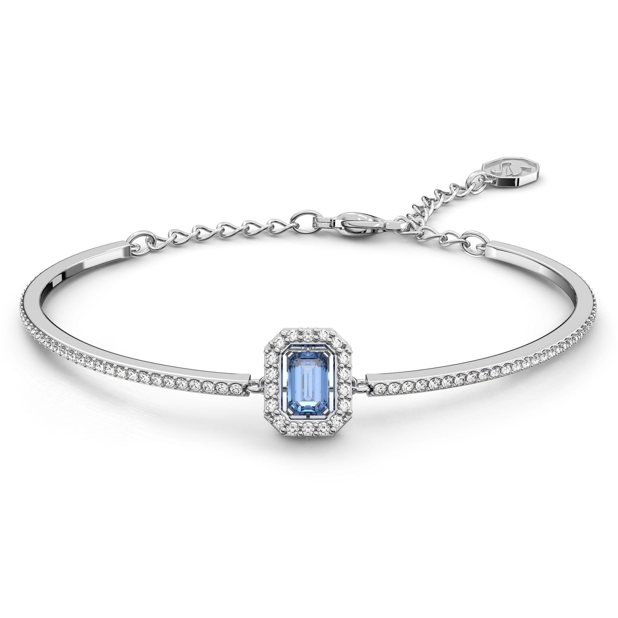 Swarovski Crystal Millenia Blue Octagon-Cut Zirconia and Rhodium-