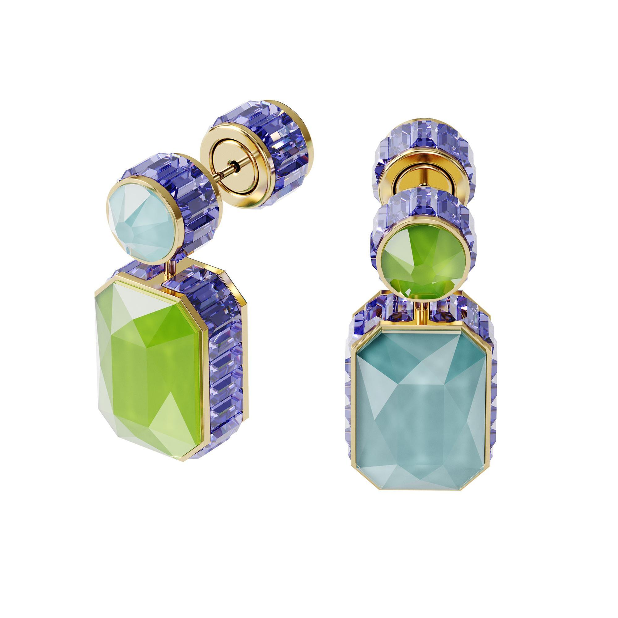 Swarovski Crystal Orbita Asymmetrical Octagon Cut Drop Earrings