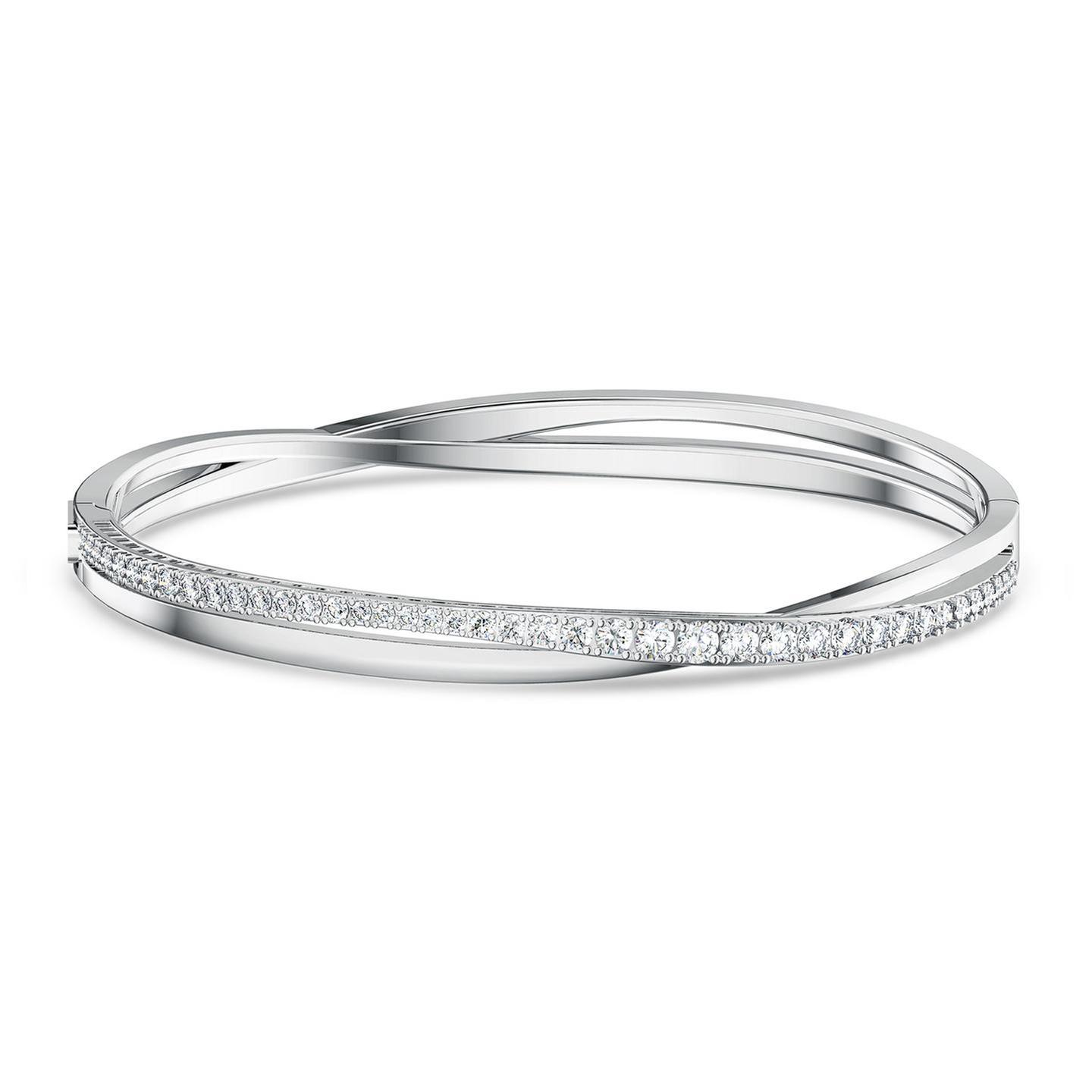 Swarovski Crystal Twist Rows Bangle Bracelet - Large