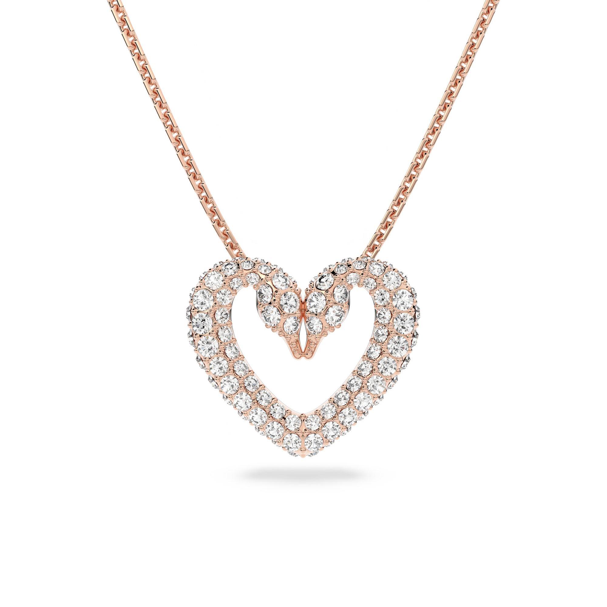 Swarovski Crystal Una Heart Pendant Necklace | White Crystal | Ro