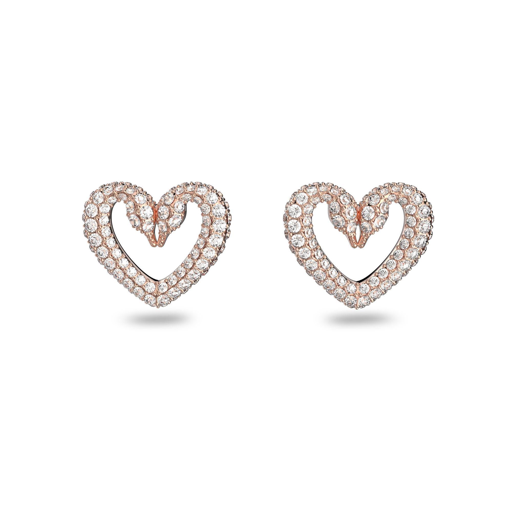 Swarovski Crystal Una Stud Earrings | White Crystal | Rose Gold-T