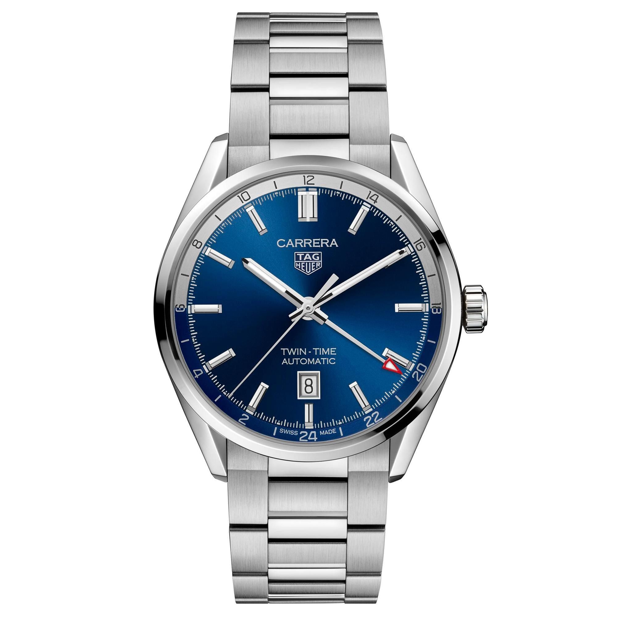 TAG Heuer CARRERA Calibre 7 GMT Twin Time Automatic Blue Dial Sta
