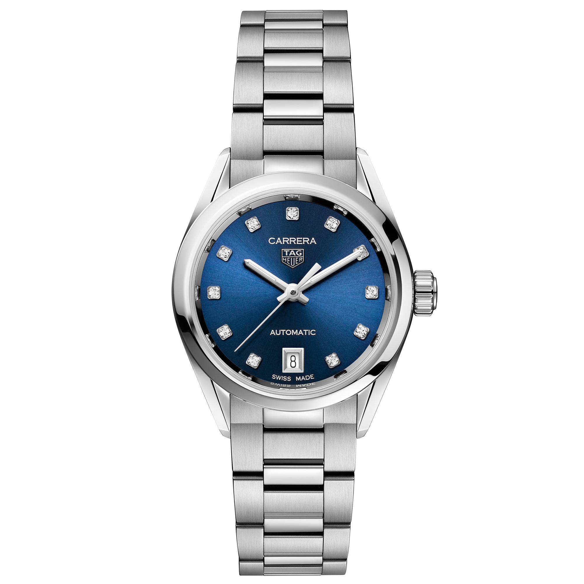 TAG Heuer CARRERA Calibre 9 Automatic Blue Diamond Dial Stainless