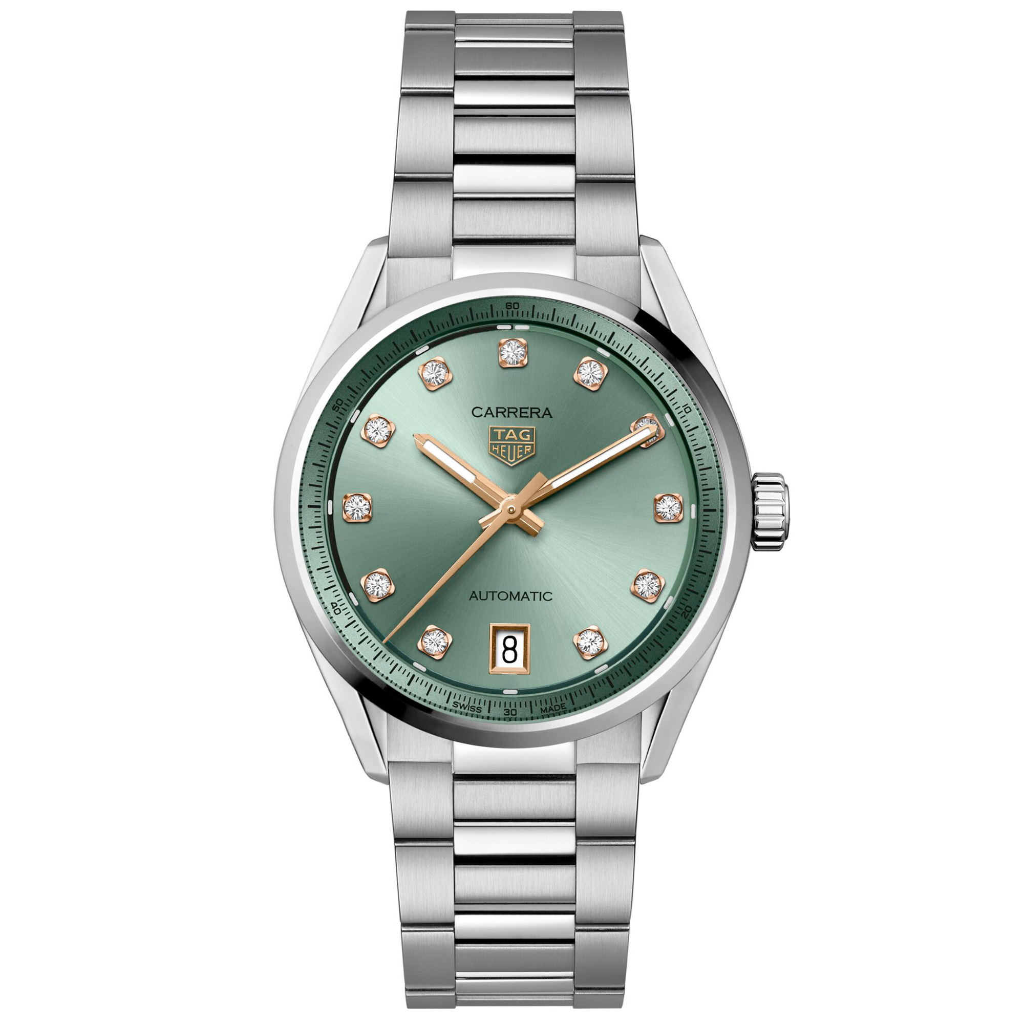 Tag Heuer  CARRERA Date Green Diamond Dial Stainless Steel Watch 36mm  WBN2317BA0001