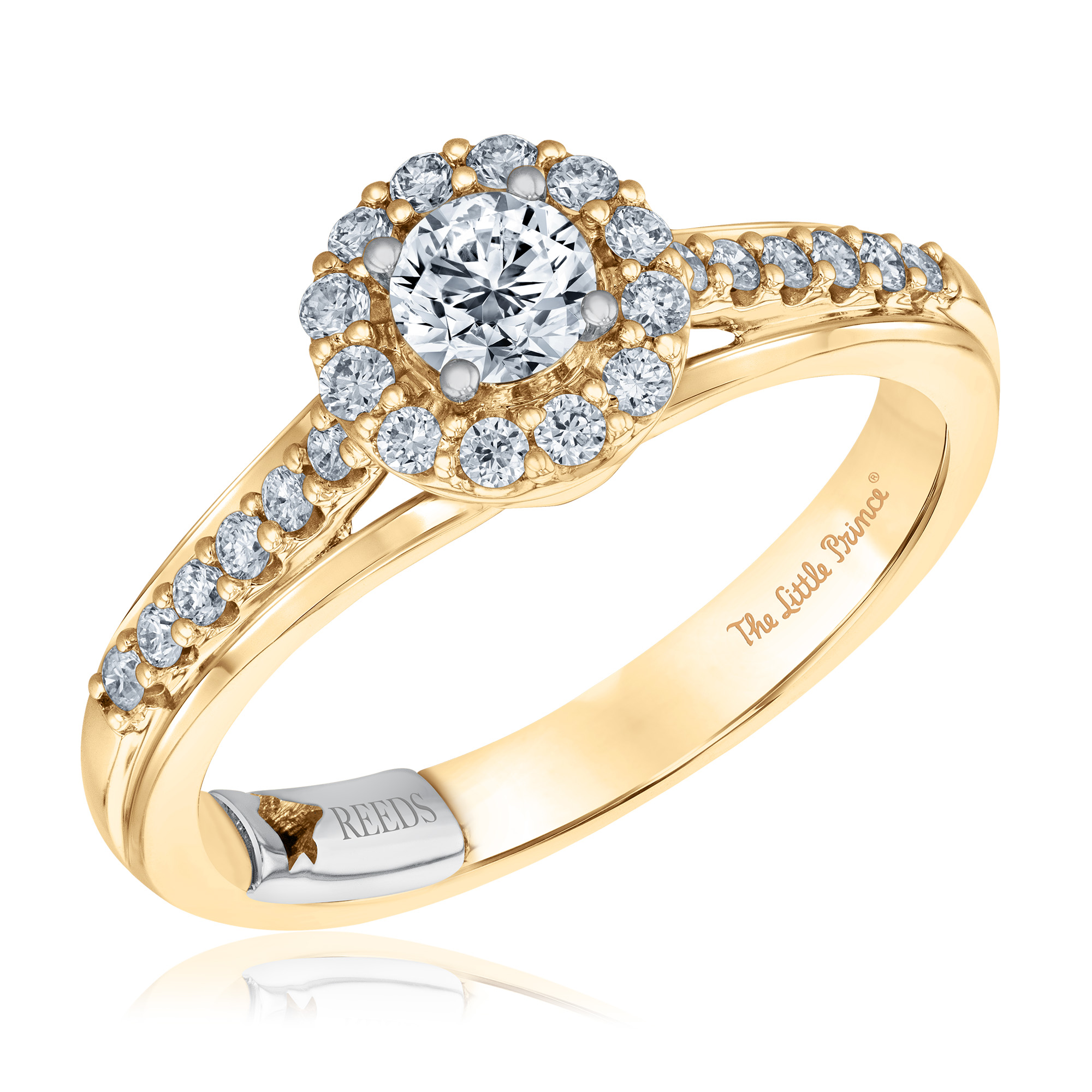The Little Prince(R) 5/8ctw Round Diamond Halo Yellow Gold Engagement Ring