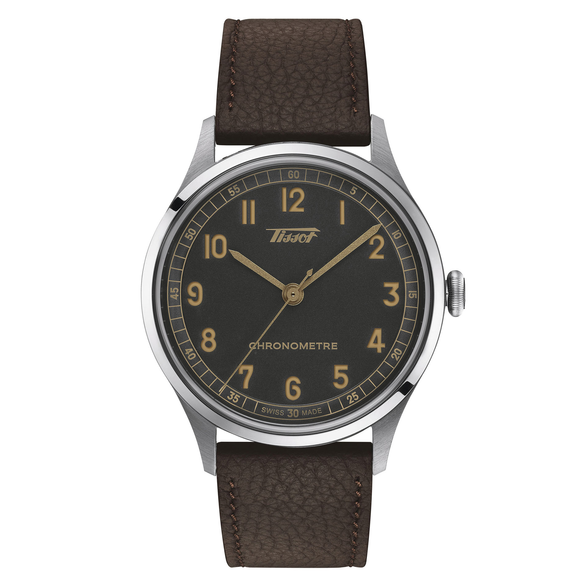 Heritage 1938 COSC Grey Dial Leather Strap Watch | 39mm | - Tissot T1424641606200
