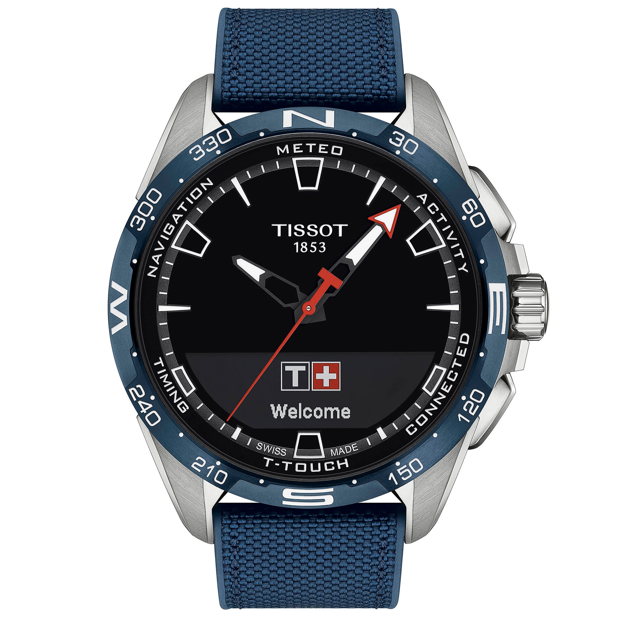 Tissot T-Touch Connect Solar Black Dial Blue Leather Strap Watch | T1214204705106