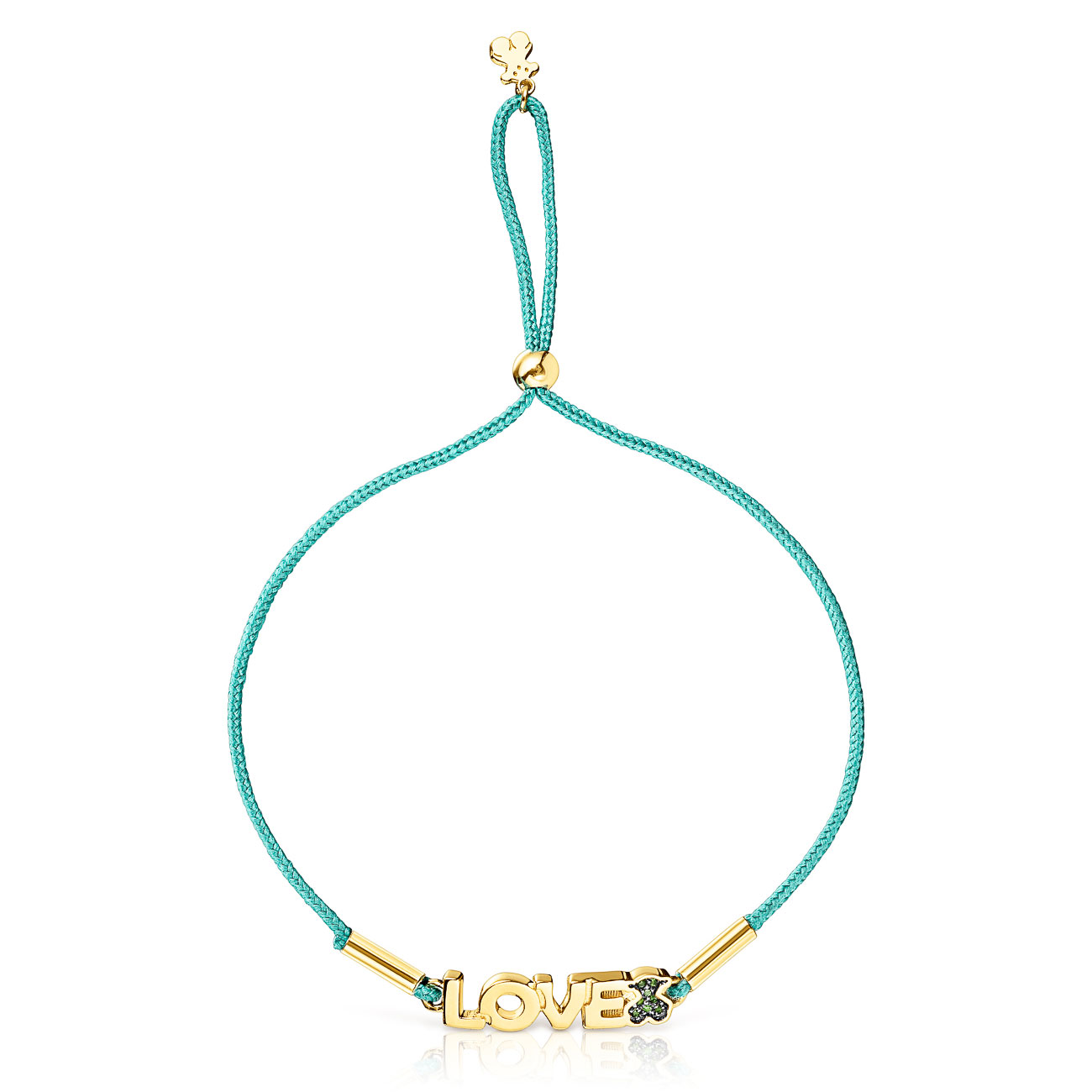 TOUS Crossword Yellow Gold-Plated and Chrome Diopside Love Bracel