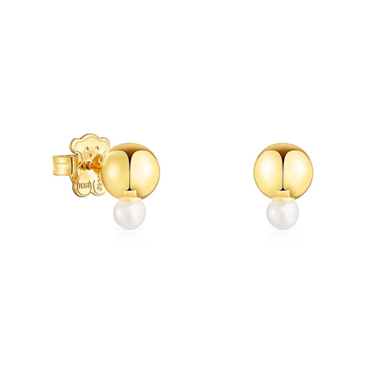 TOUS Gloss Gold-Plated Ball and Freshwater Cultured Pearl Stud Ea