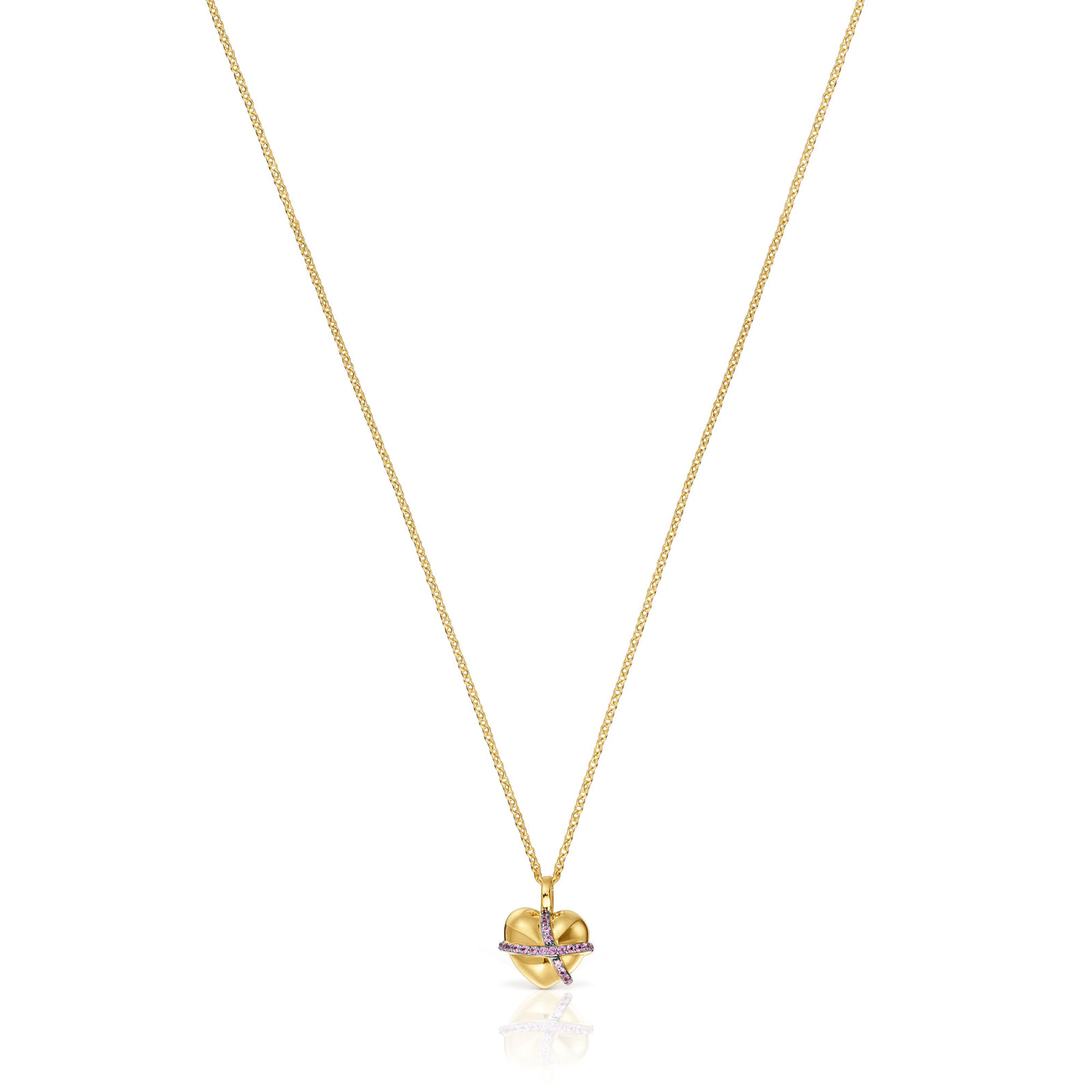 Tous  Lligat Rhodolite Gold Plated Heart Pendant Necklace