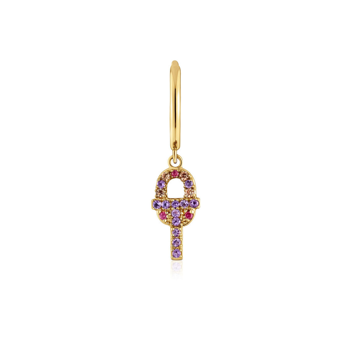 Tous  Manifesto Multi-Stone Yellow Gold Single Drop Earring