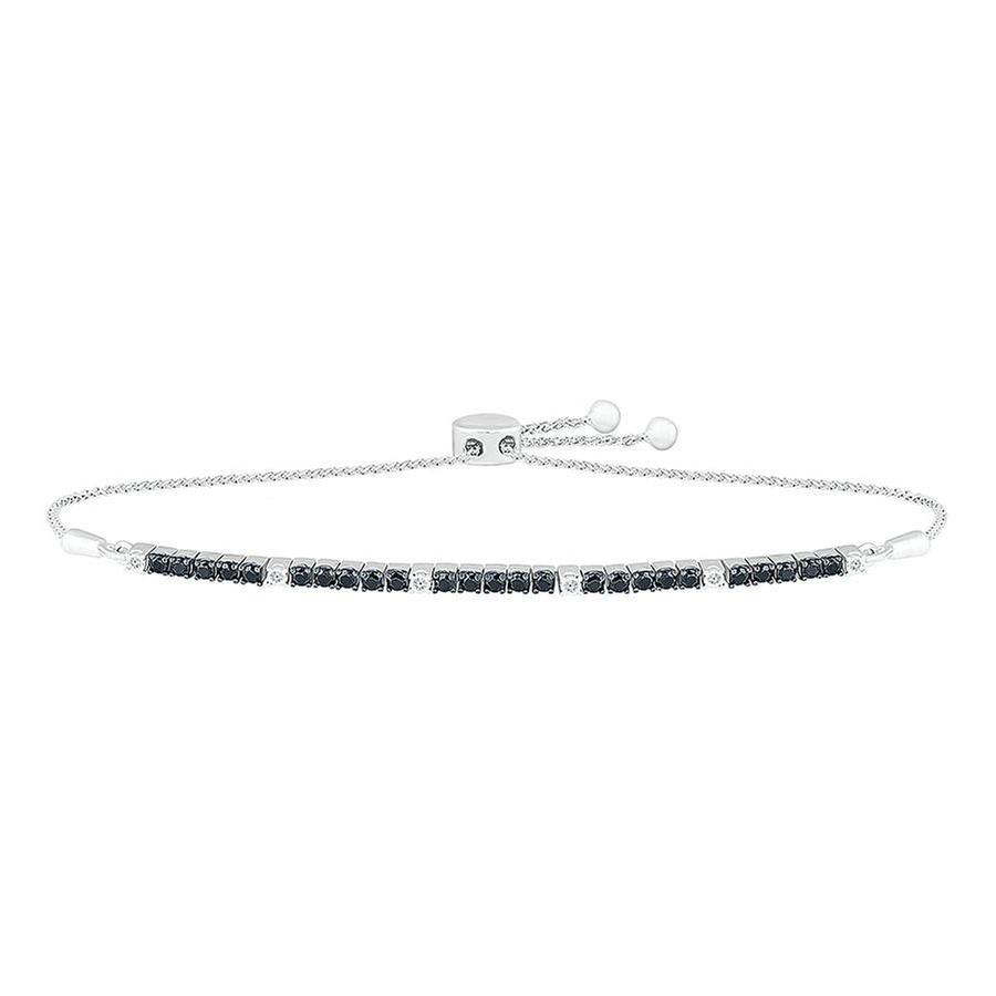 1ctw Treated Black Diamond and Diamond Sterling Silver Bolo Brace