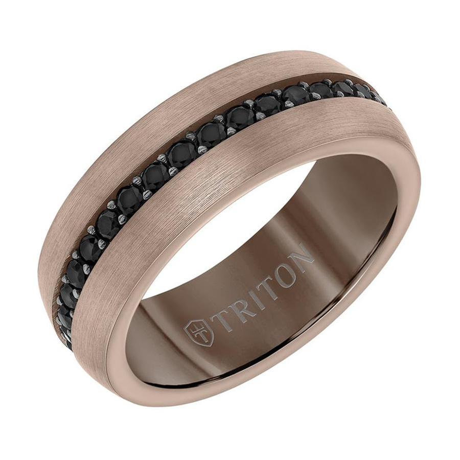Triton Men's  Espresso Tungsten Carbide and Black Sapphire Eternity Wedding Band 8mm - Size 10