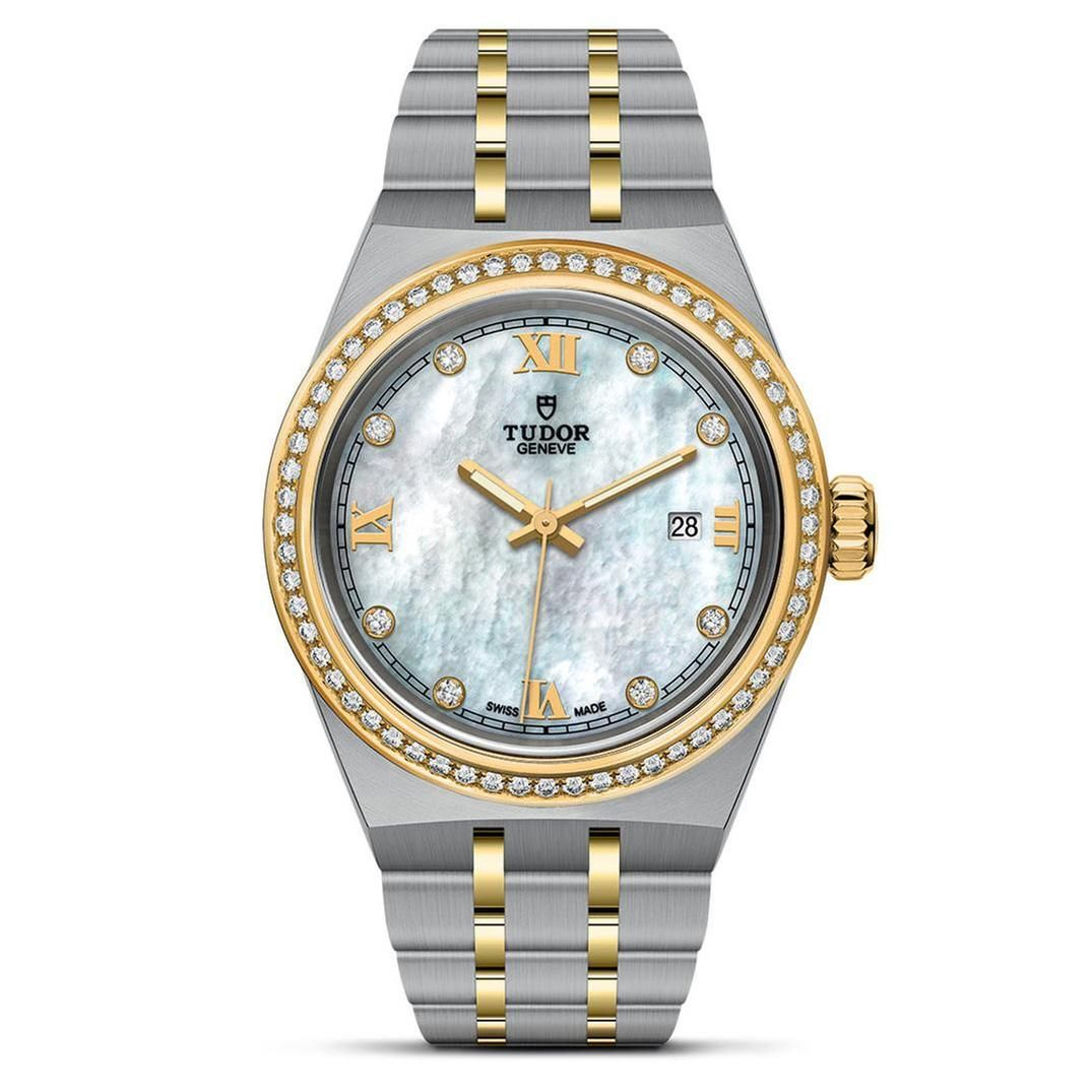 Royal Stainless Steel and Yellow Gold Diamond Watch | Mother-of-Pearl Dial | 28mm | - TUDOR M28323-0001