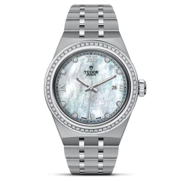 Royal Stainless Steel Diamond Watch | Mother-of-Pearl Dial | 28mm | - TUDOR M28320-0001