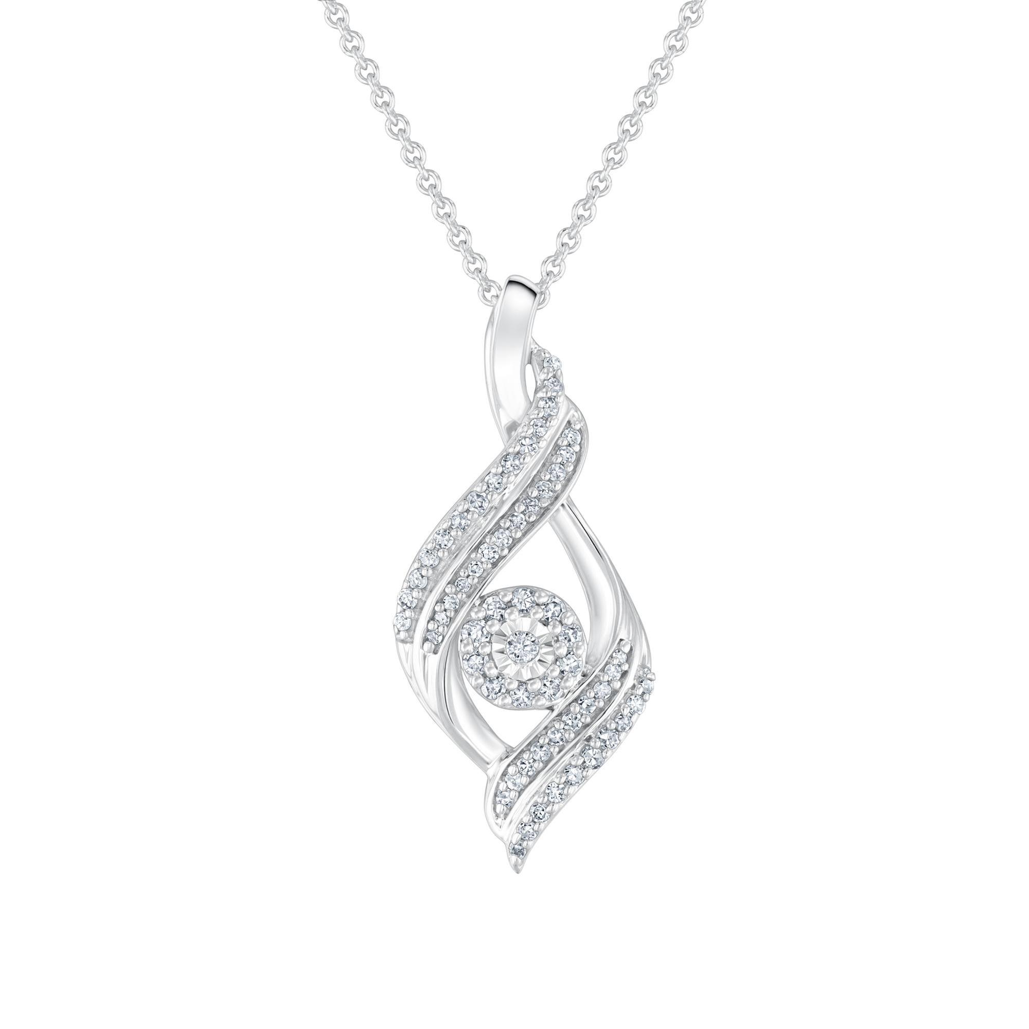Twisting Teardrop Pendant Necklace 1/4ctw