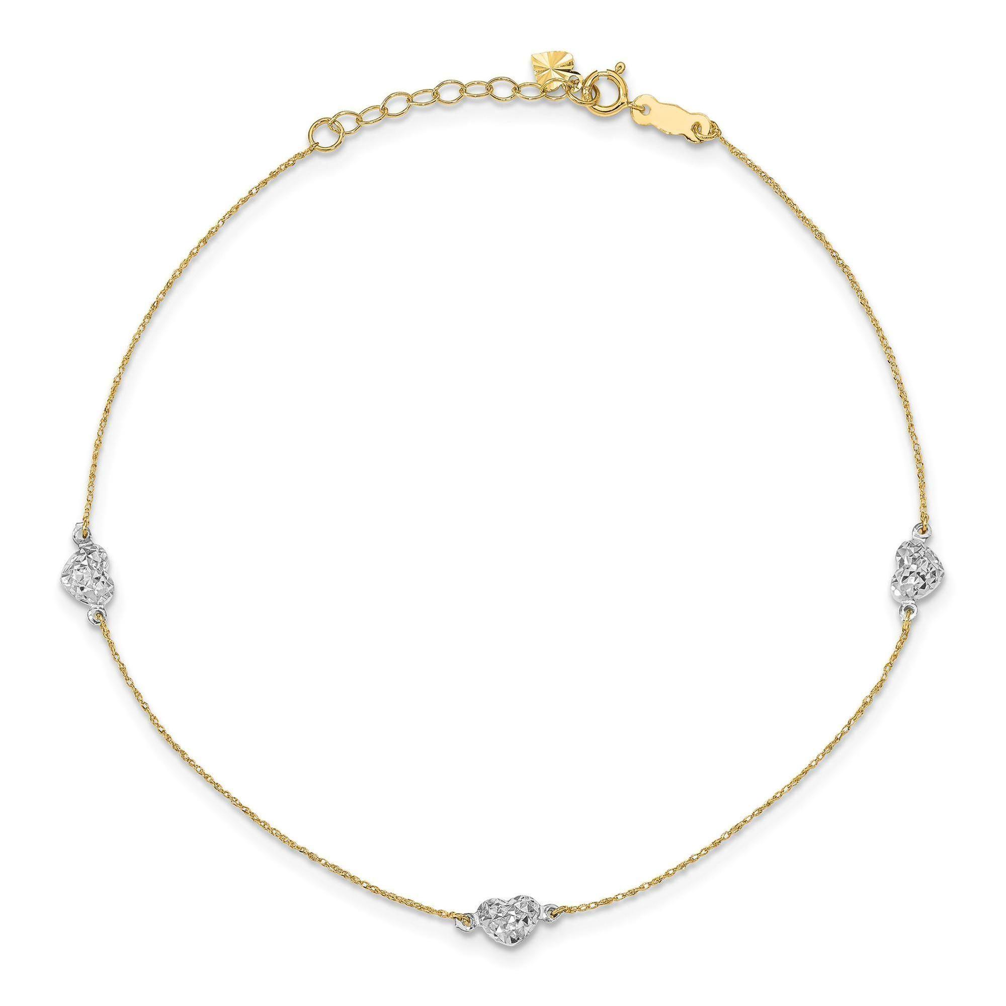 Two-tone Puff Heart Anklet