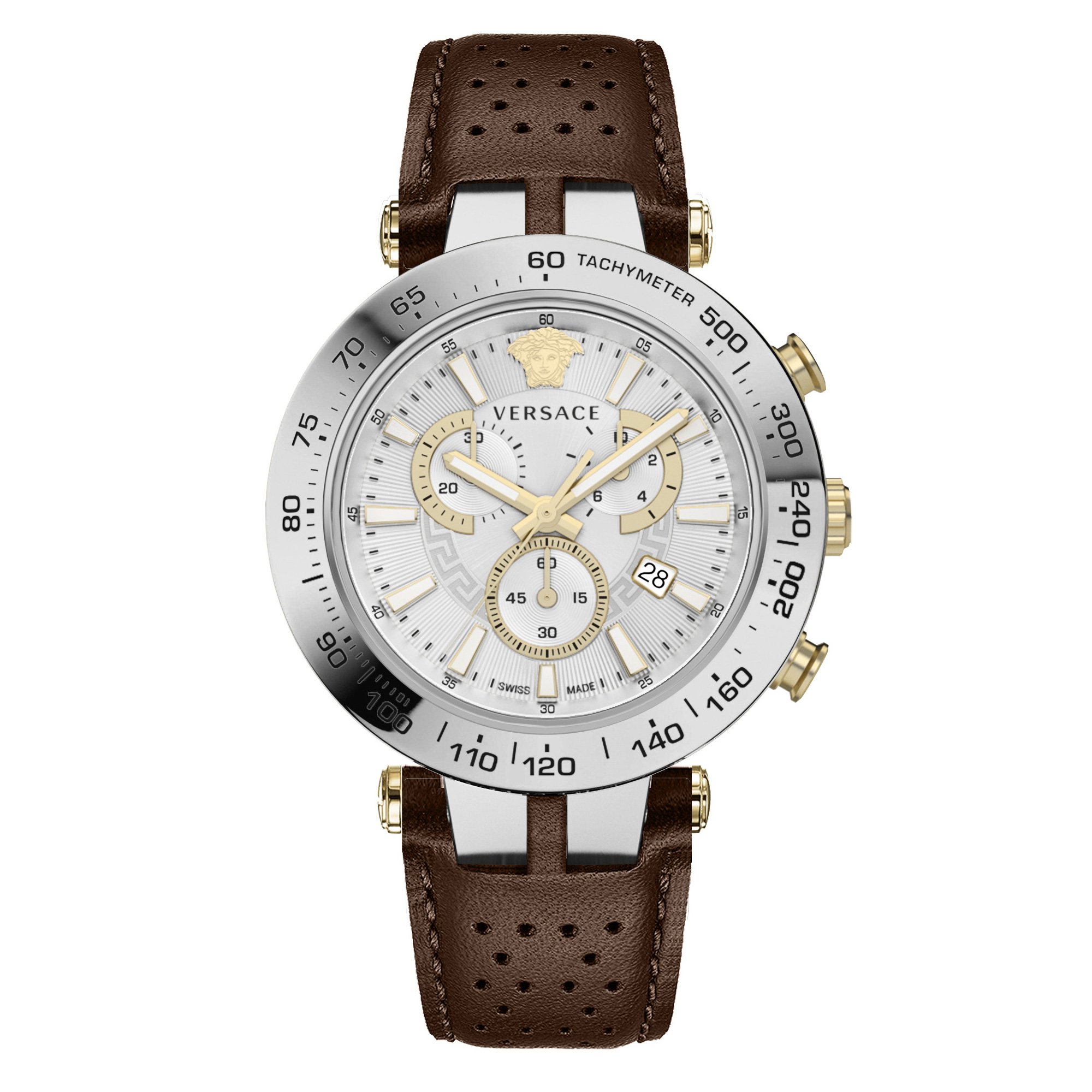 Versace Bold Chrono Brown Leather Strap Watch | 46mm | VEJB00122
