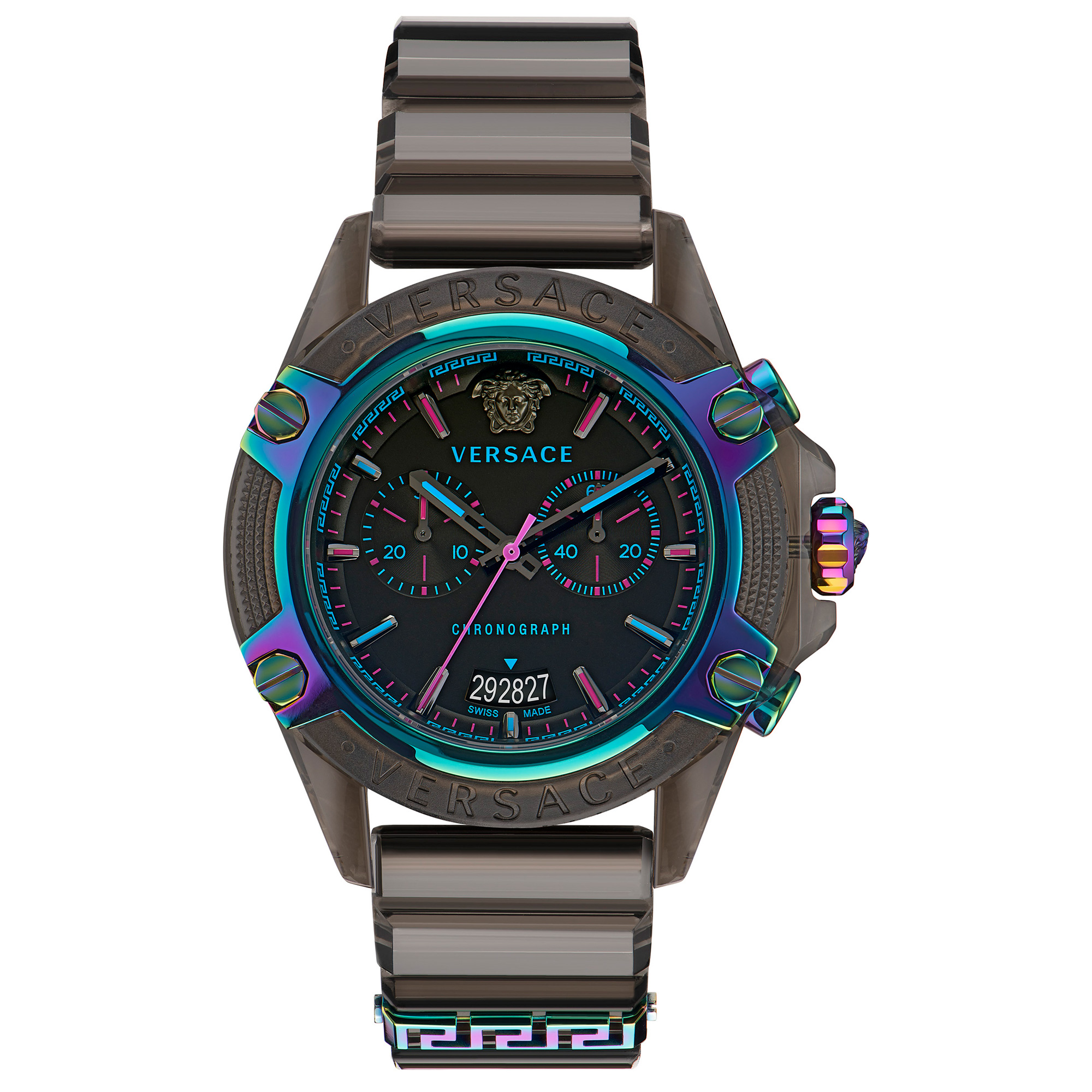 Versace Icon Active Transparent Black Silicone Strap Watch | 44mm | VEZ701022