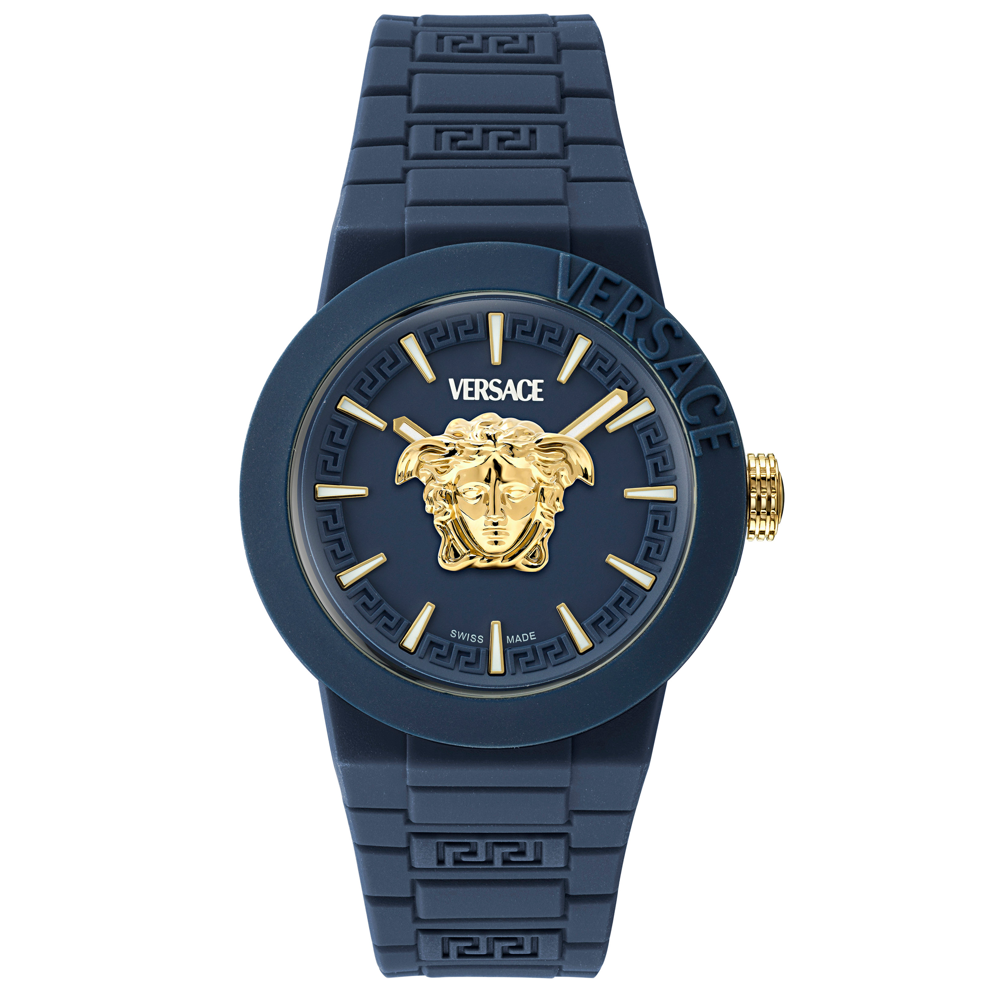 V-Pop Blue Matte Dial Blue Silicone Strap Watch 43mm - Versace VEEFA0524