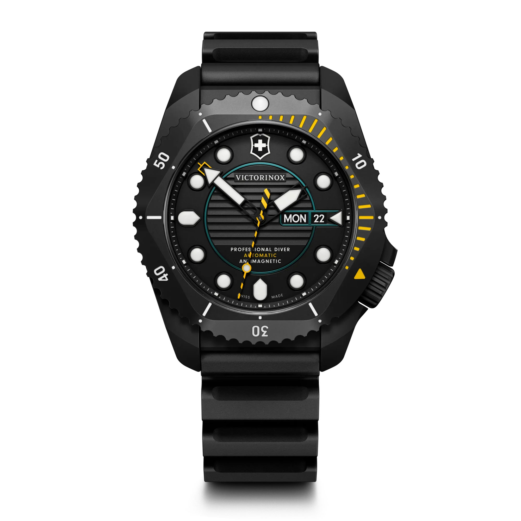 Victorinox  Dive Pro Automatic Black Dial Black Rubber Strap Watch 43mm - 241997
