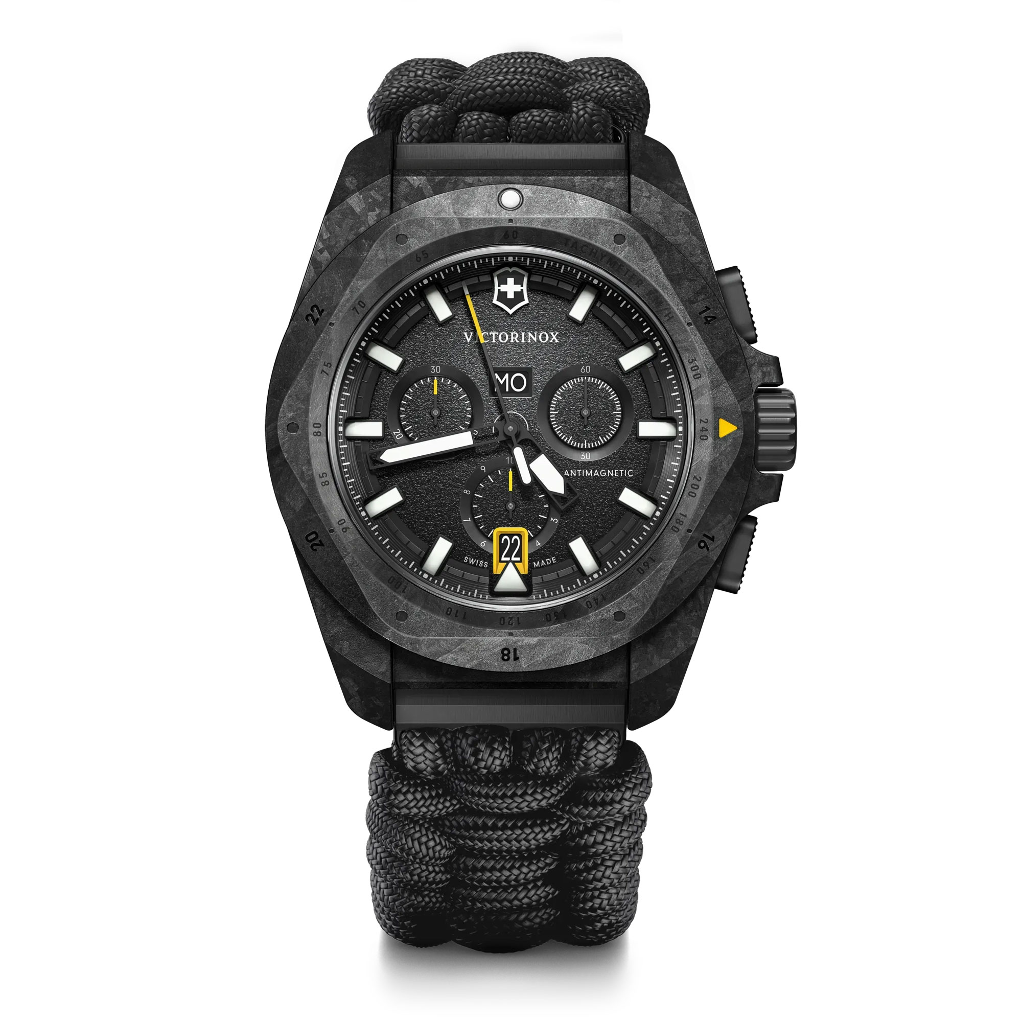 Victorinox  I.N.O.X. Chrono Black Dial Black Paracord Strap Watch 43mm - 241989.1