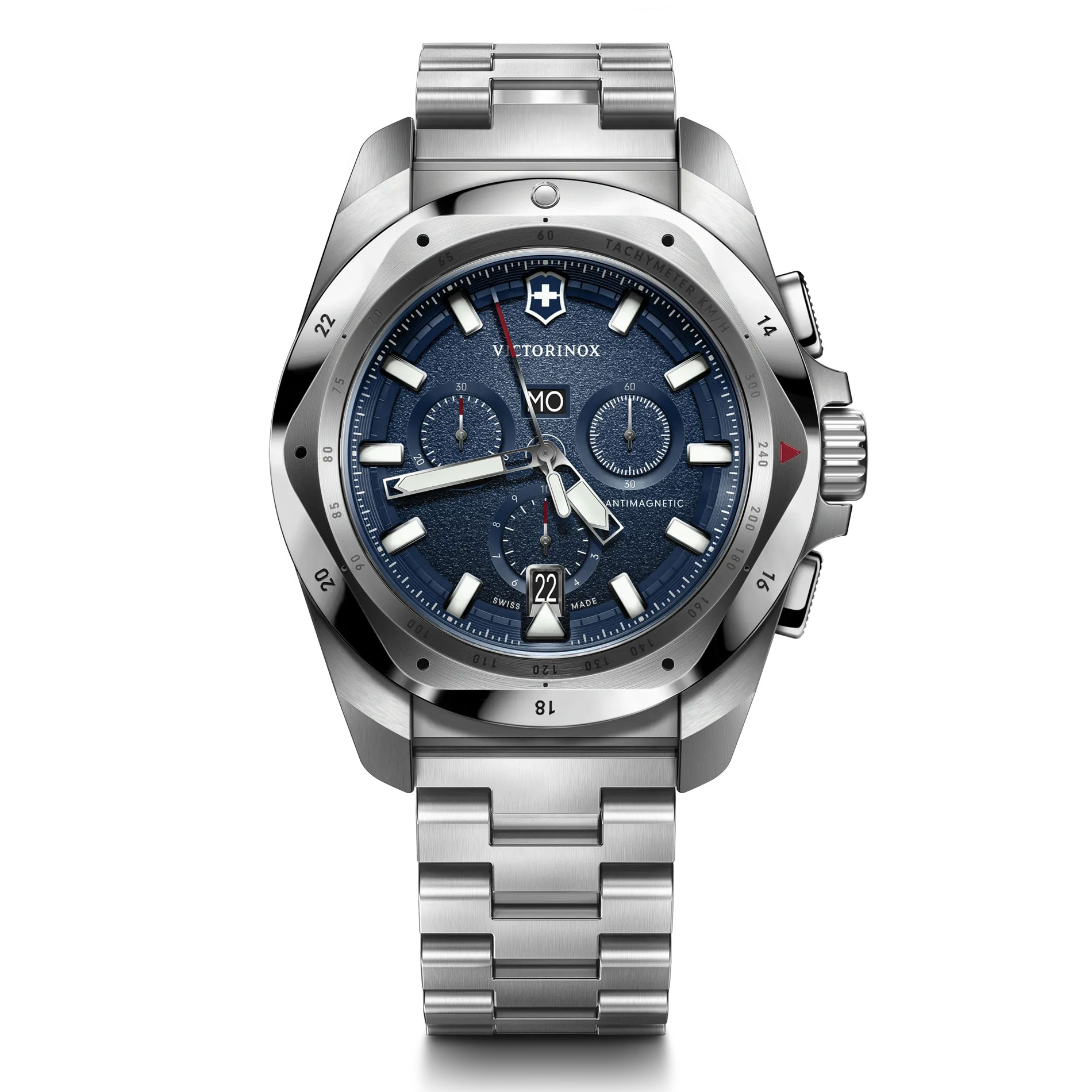 Victorinox  I.N.O.X. Chrono Blue Dial Stainless Steel Bracelet Watch 43mm - 241985