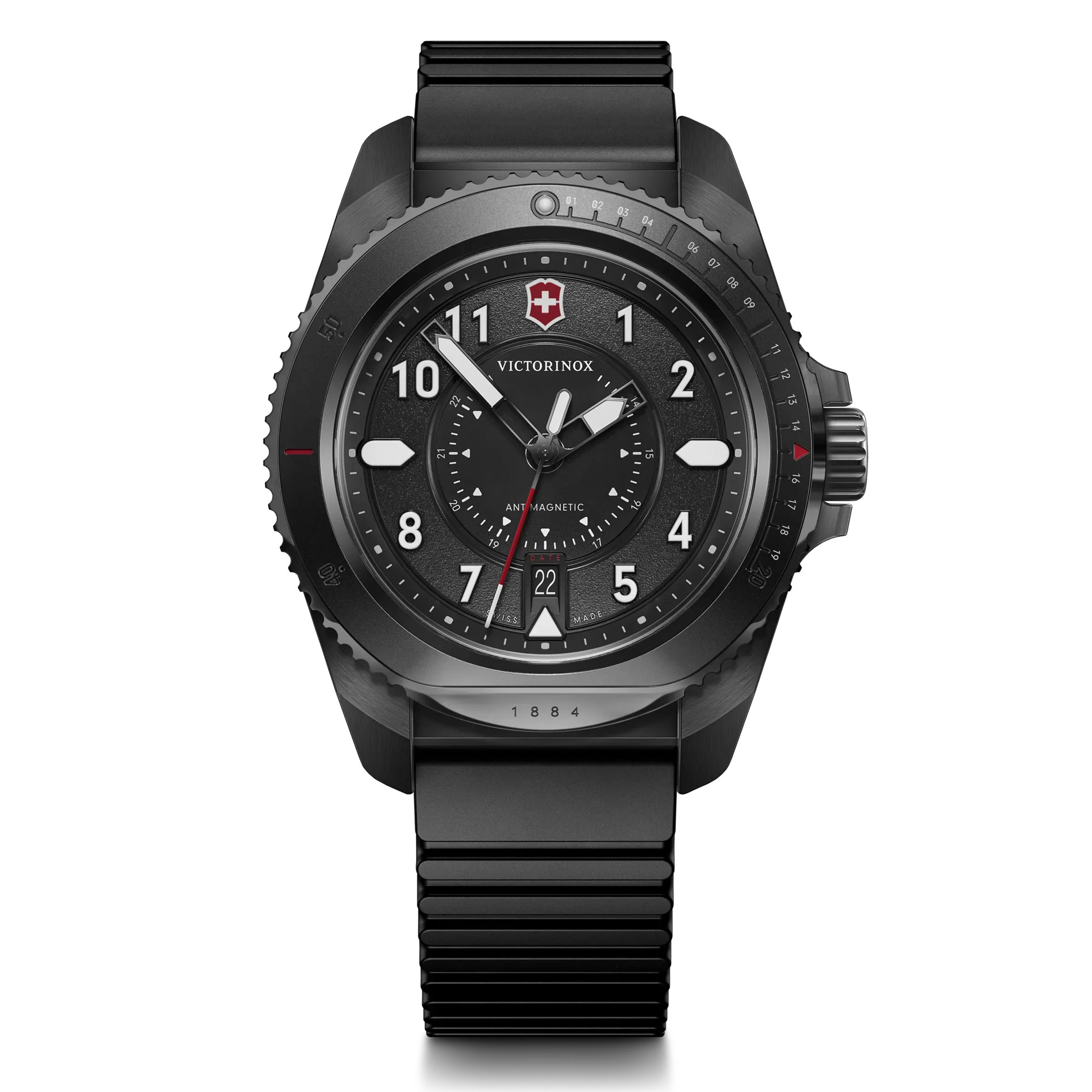 Victorinox Journey 1884 Black Dial Black Rubber Strap Watch 43mm - 241982 750$