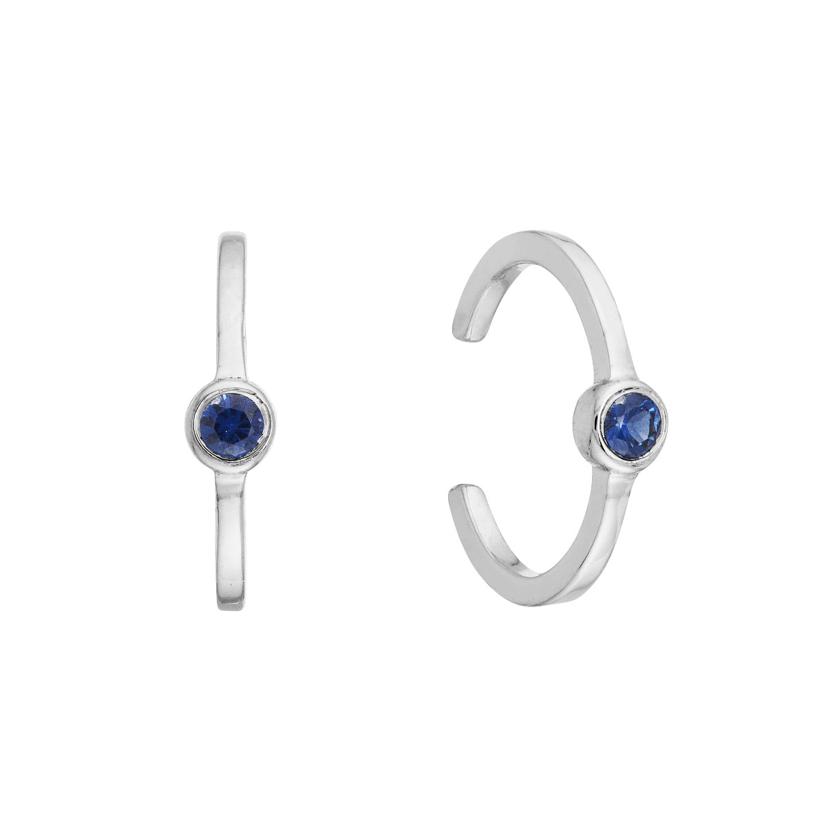 White Gold Bezel-Set Sapphire Ear Cuffs