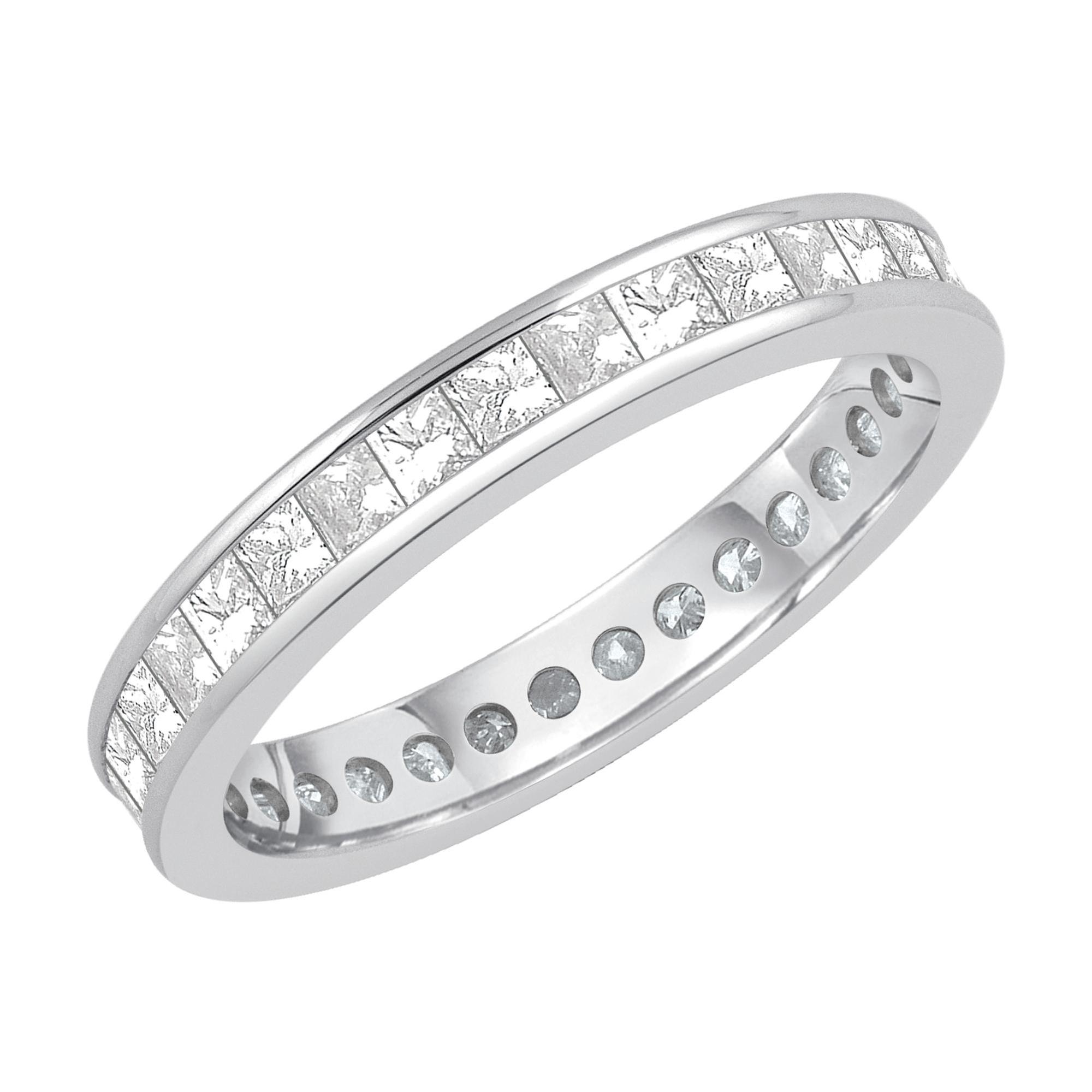 White Gold Channel Set Princess Diamond Eternity Band 1 1/2ctw