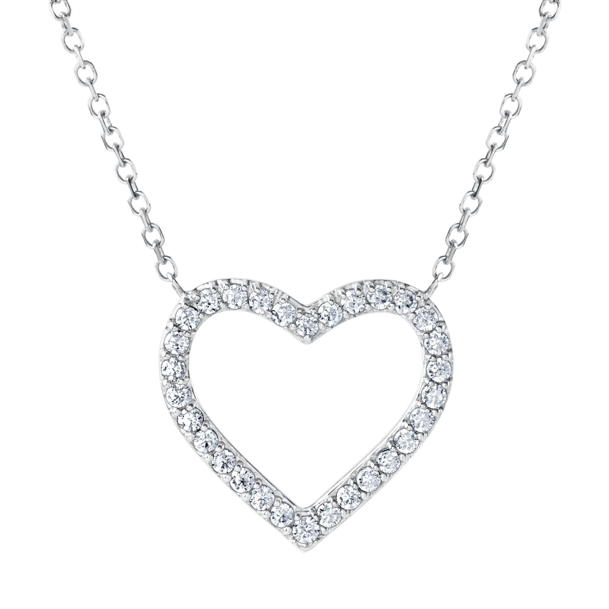 White Gold Diamond Heart Necklace 1/6ctw