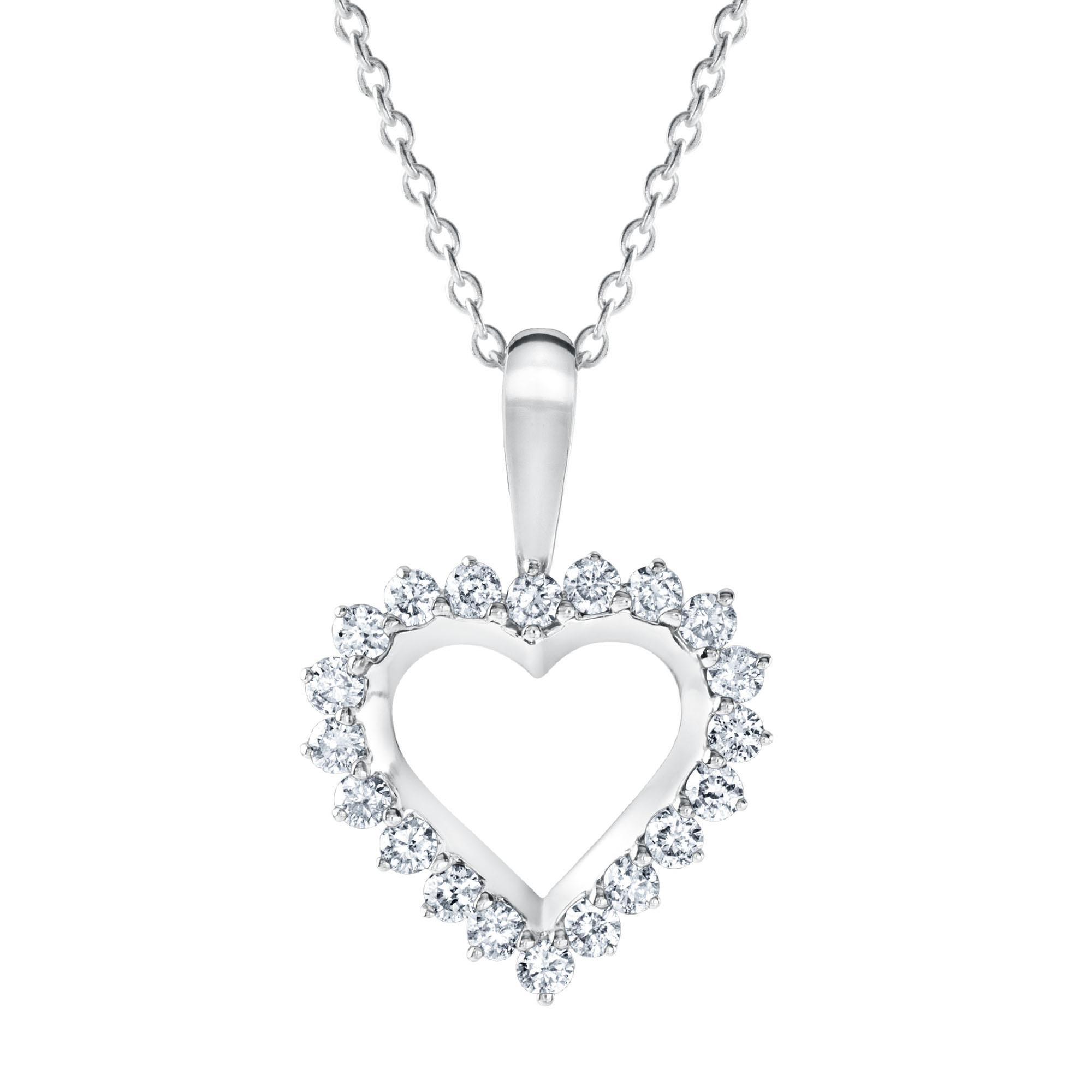 White Gold Diamond Heart Pendant 1/4ctw