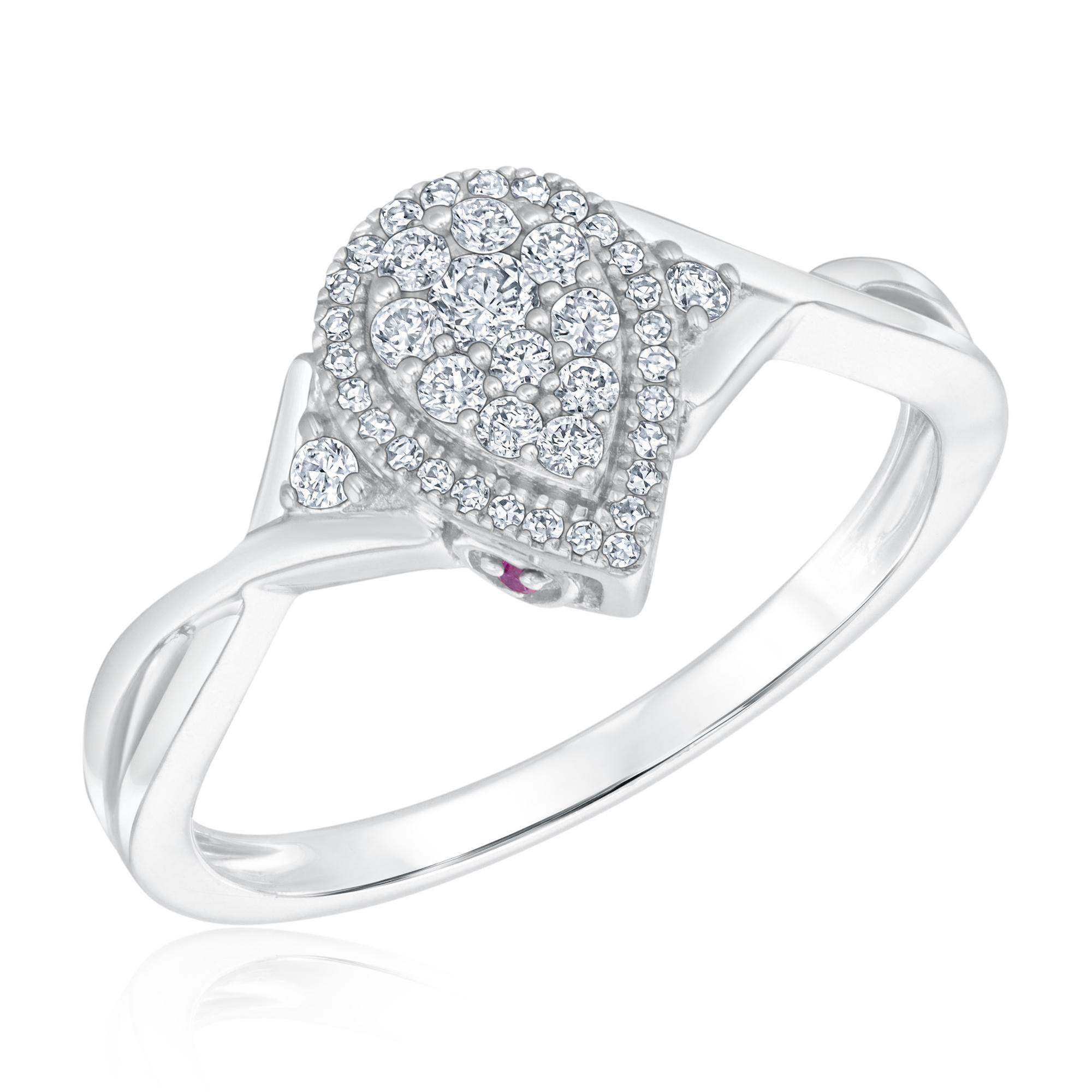REEDS Womens White Gold Pear-Shaped Diamond Cluster Frame Ring 14Ctw Ring Size 8 557$