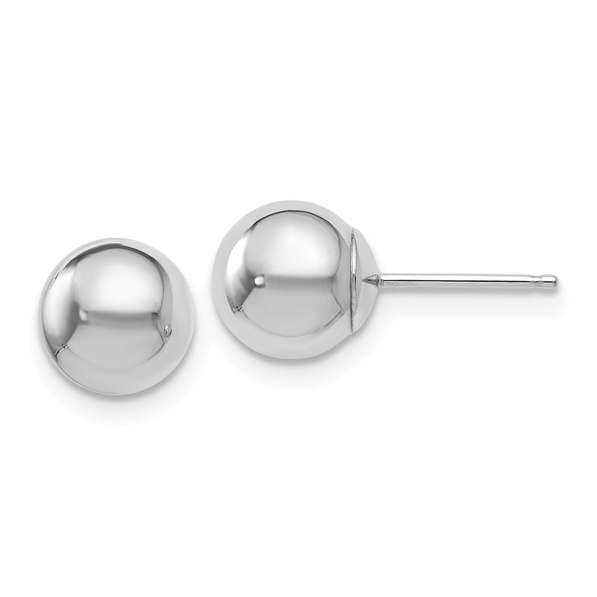 White Gold Polished Ball Stud Earrings | 7mm