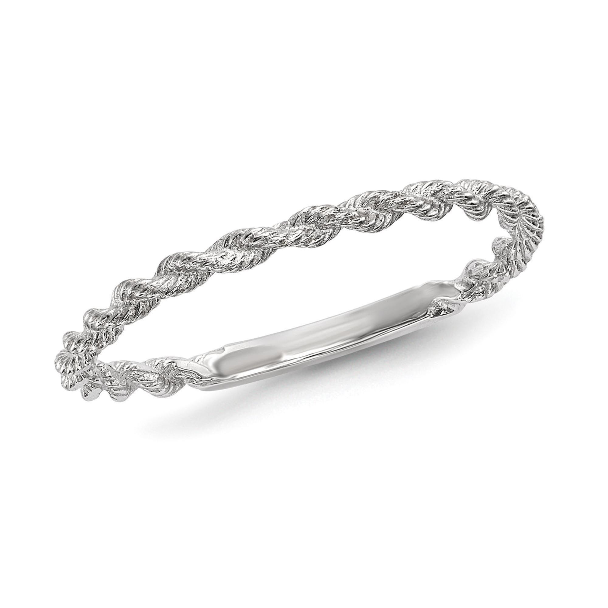 White Gold Rope Band - Size 6.5
