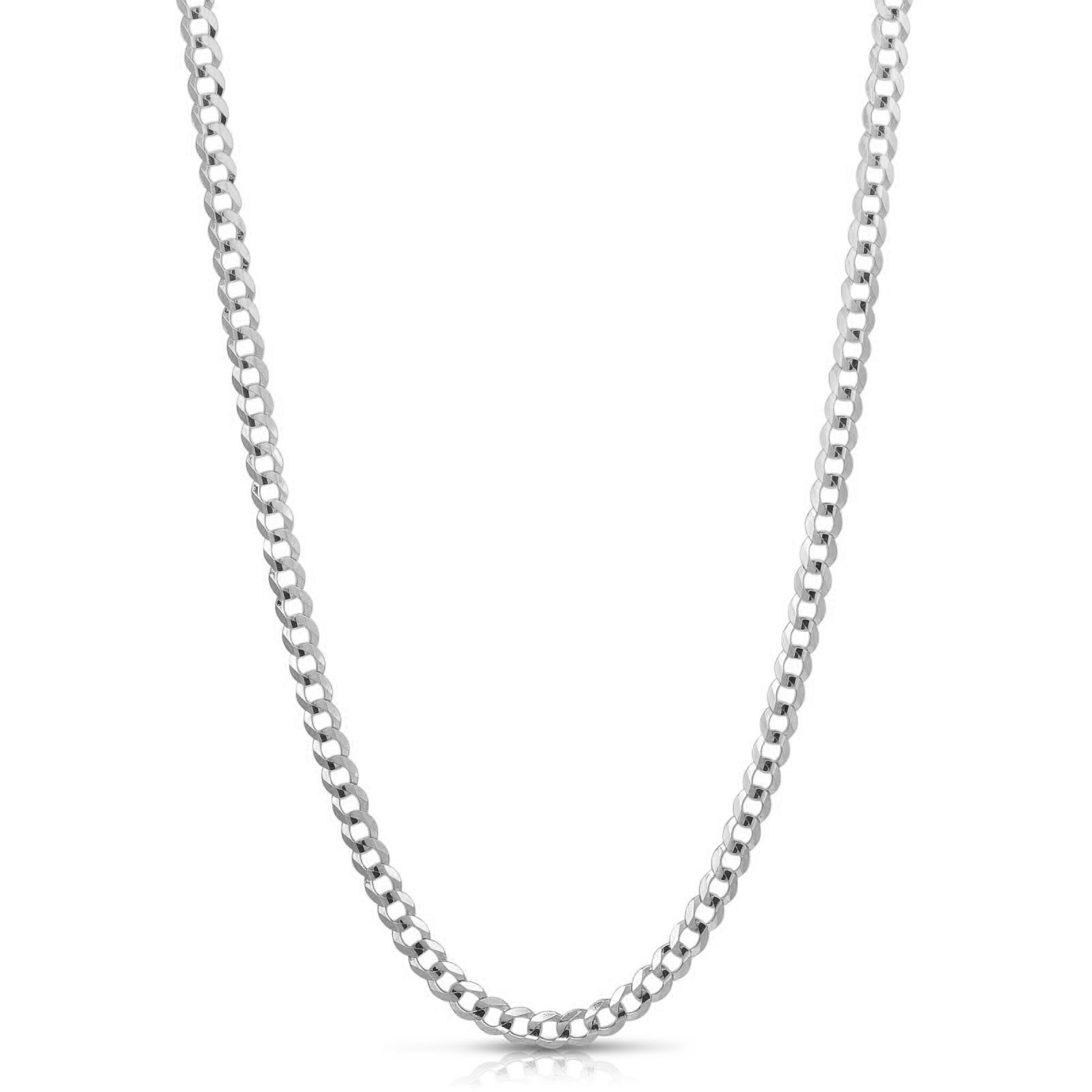 White Gold Solid Comfort Curb Chain Necklace | 4.7mm | 20 Inches