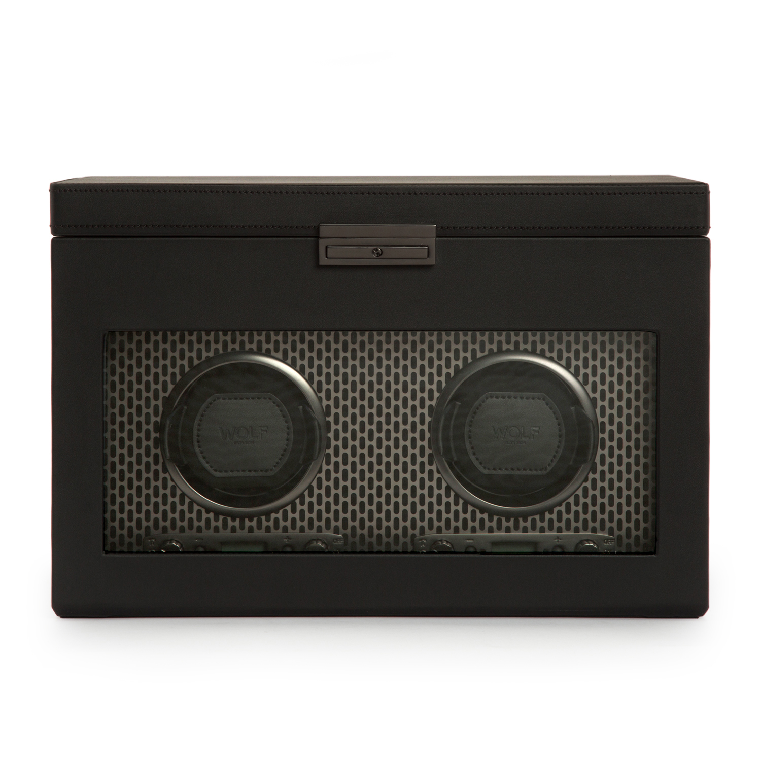 Wolf Axis Powder Coat Double Watch Winder with Storage