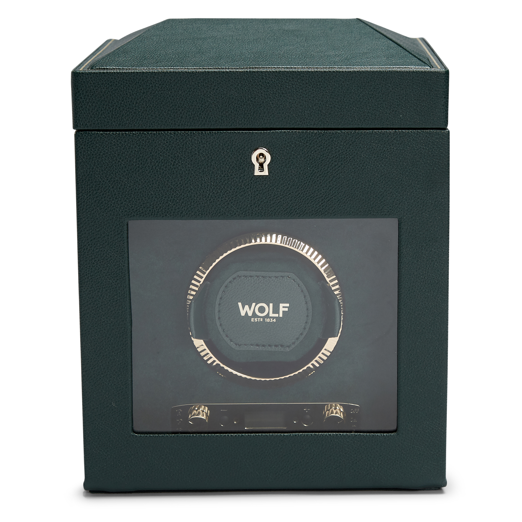 Wolf British Racing Green Single Watch Winder with Storage