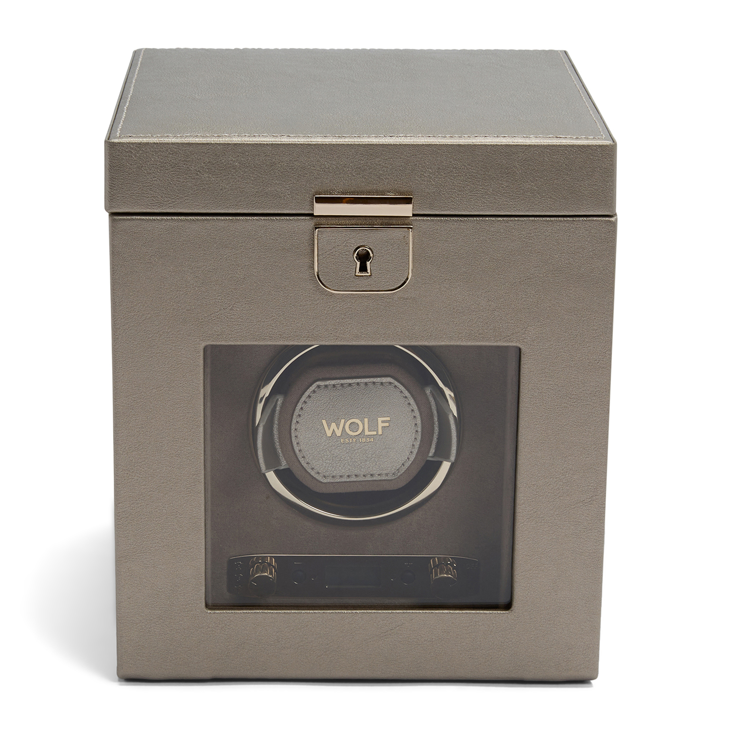 Wolf Palermo Pewter Single Watch Winder with Storage